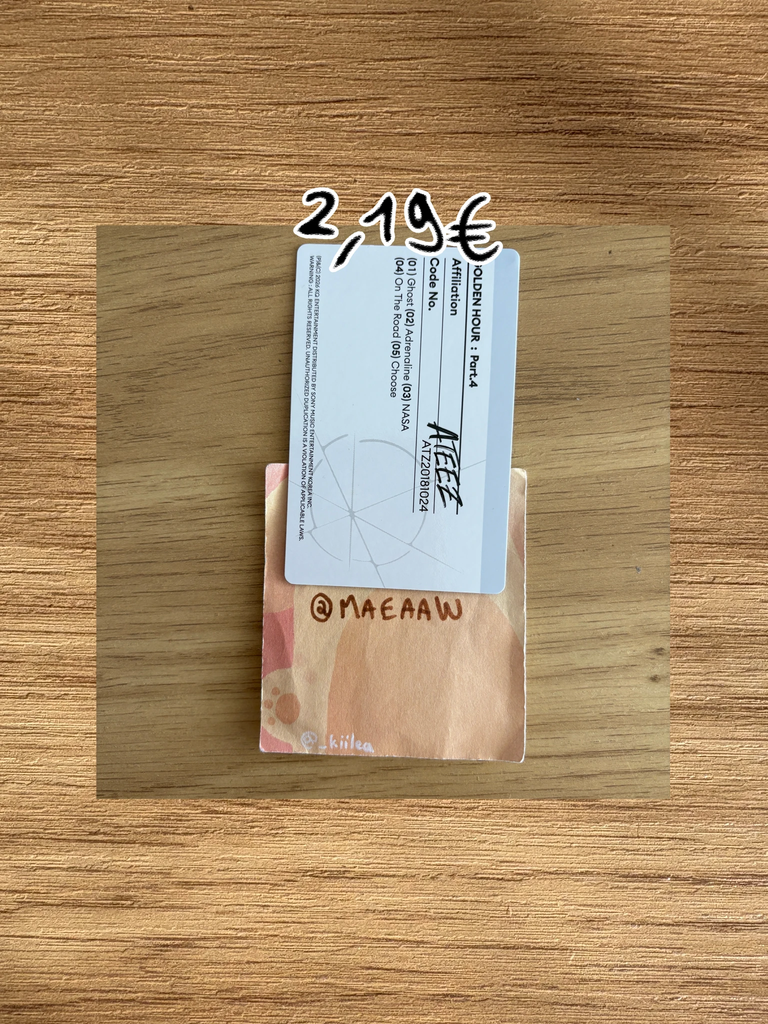 ATEEZ Yeosang ATEEZ - Yeosang - Golden Hour : Part.4 Album Z version album photocard listing photo 2