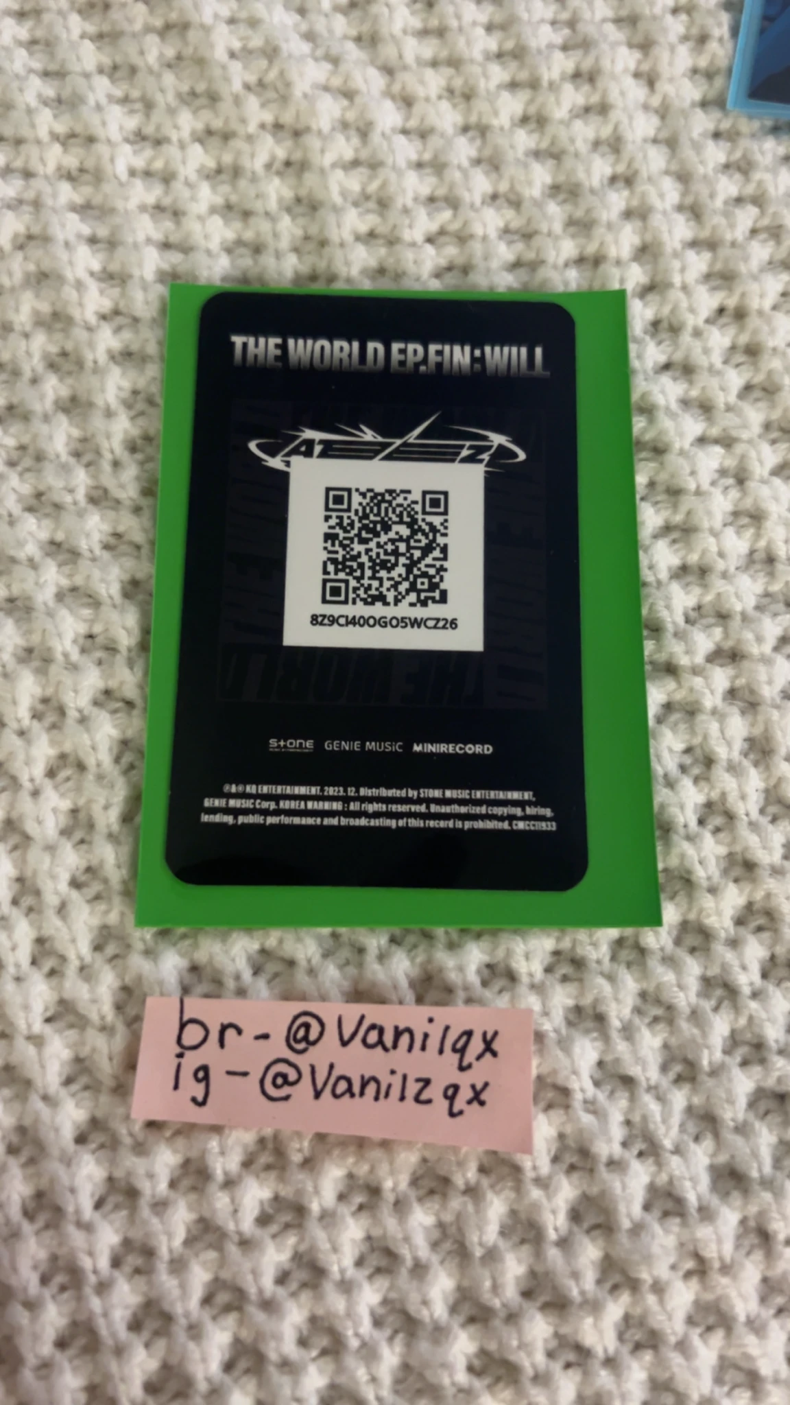 ATEEZ Yeosang ATEEZ - Yeosang - THE WORLD EP.FIN: WILL Album qr card mini record listing photo 2