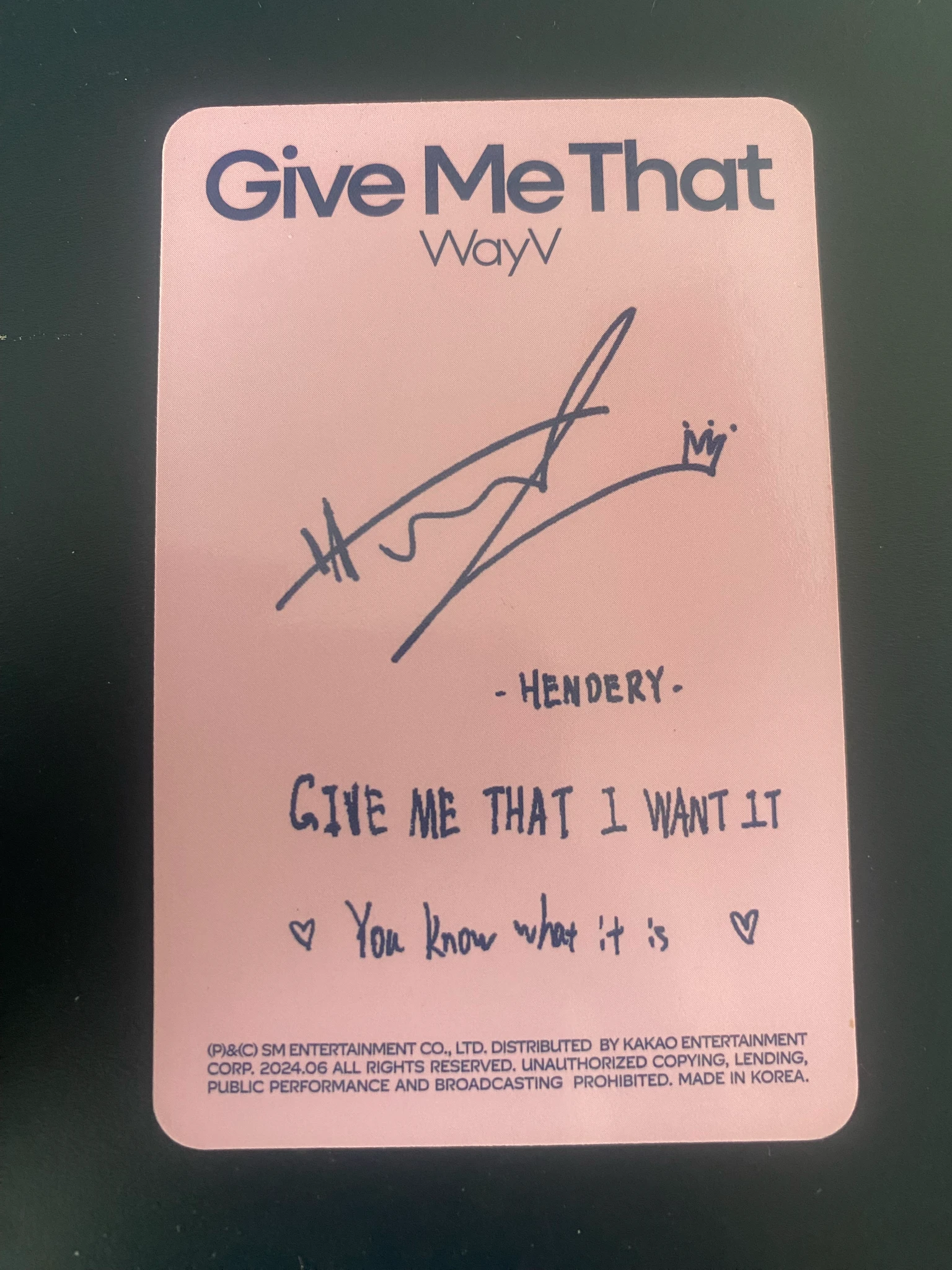 WayV Hendery WayV - Hendery - Give Me That Album smini version album photocard listing photo 2