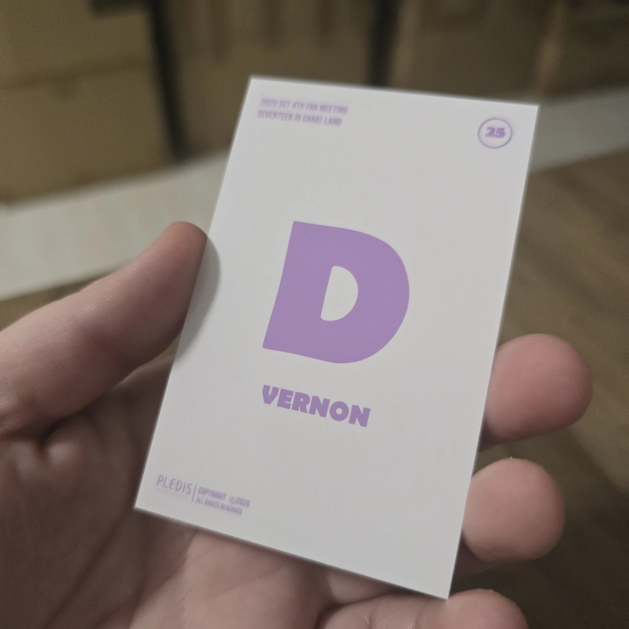 SEVENTEEN Vernon SEVENTEEN - Vernon - 2020 4TH SVT IN CARATLAND  Event trading card listing photo 2