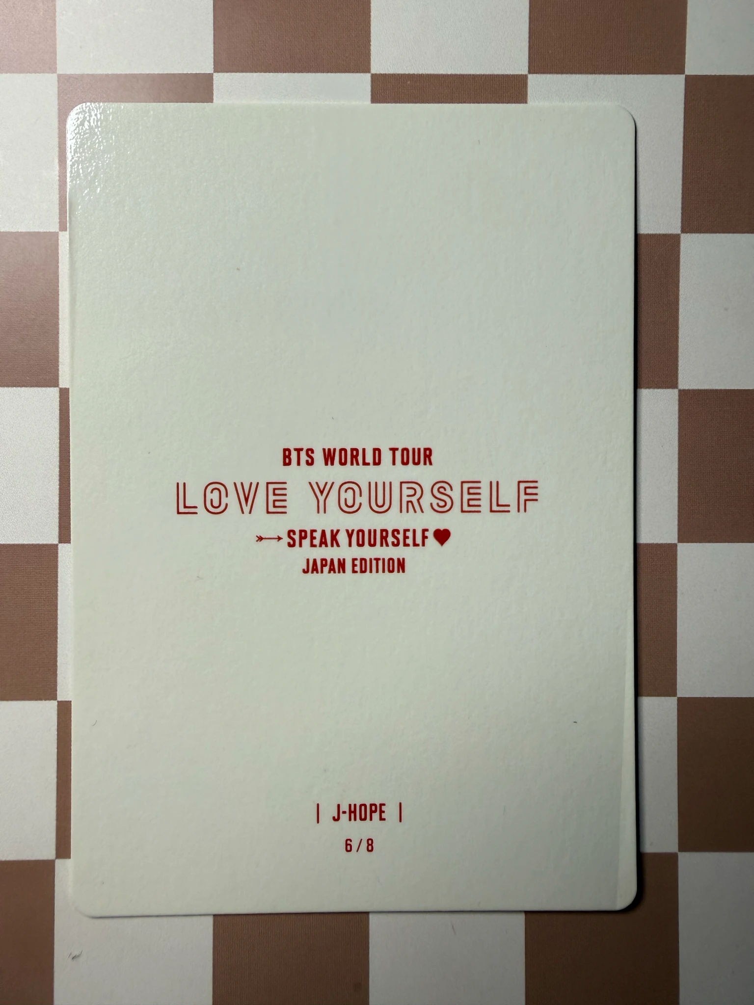 BTS j-hope BTS - j-hope - LY: Speak Yourself Tour Event mini photocard japan listing photo 2