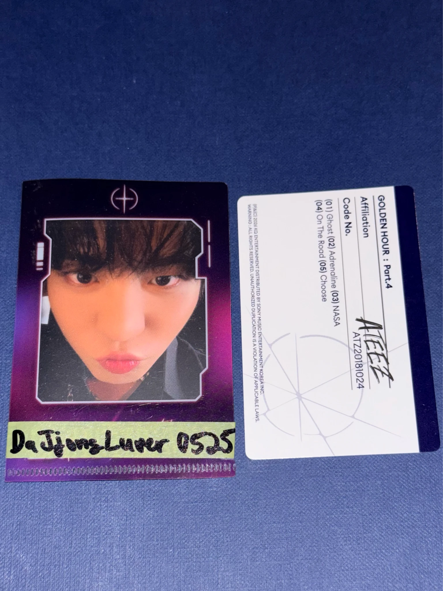 ATEEZ Jongho ATEEZ - Jongho - Golden Hour : Part.4 Album Z version album photocard listing photo 2