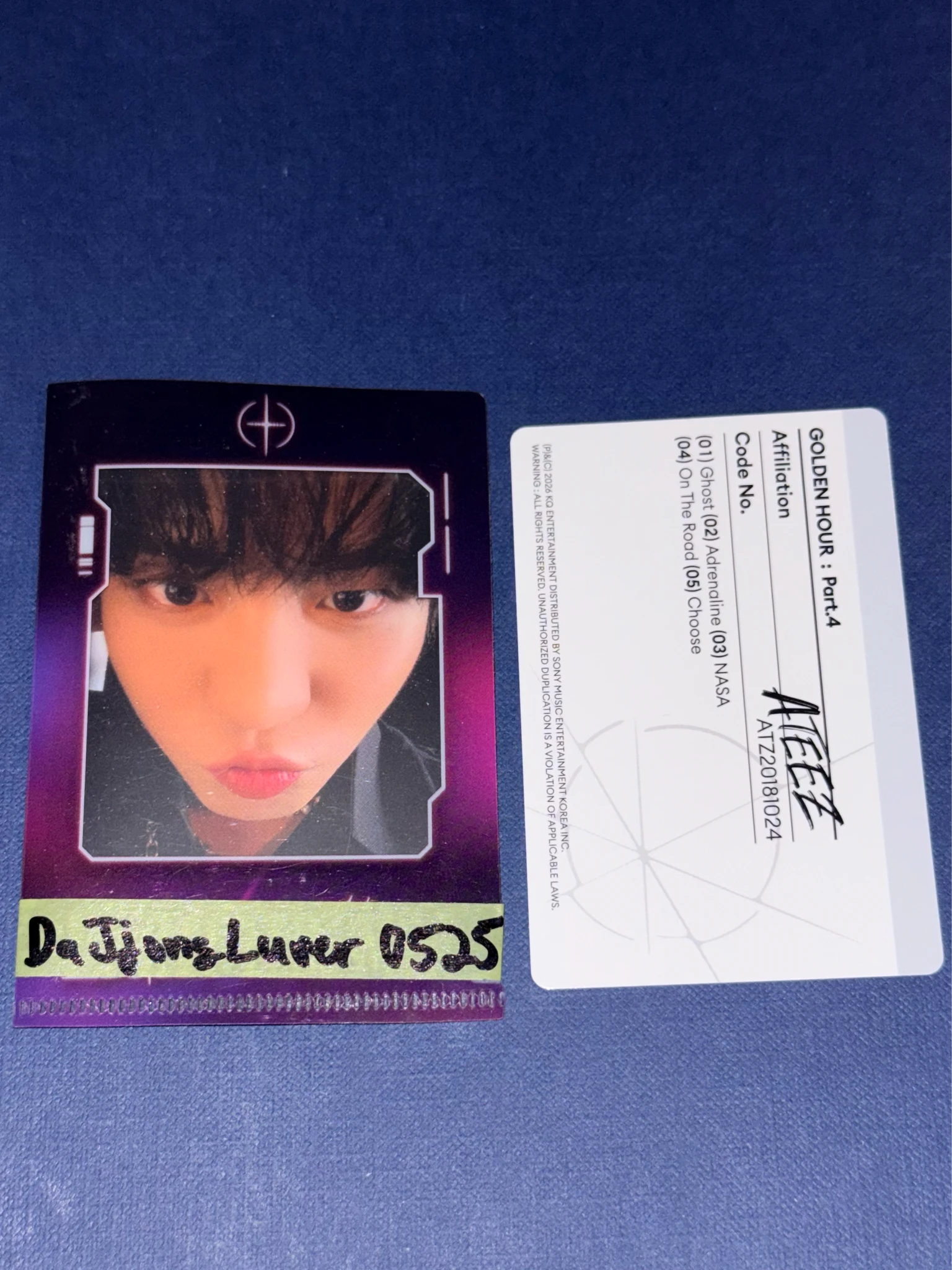 ATEEZ Yunho ATEEZ - Yunho - Golden Hour : Part.4 Album Z version album photocard version 2 listing photo 2