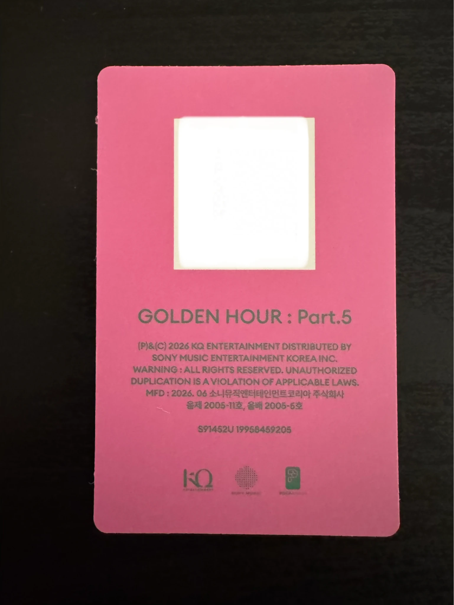 ATEEZ Seonghwa ATEEZ - Seonghwa - GOLDEN HOUR : Part.5 Album album photocard poca album A version qr card listing photo 2