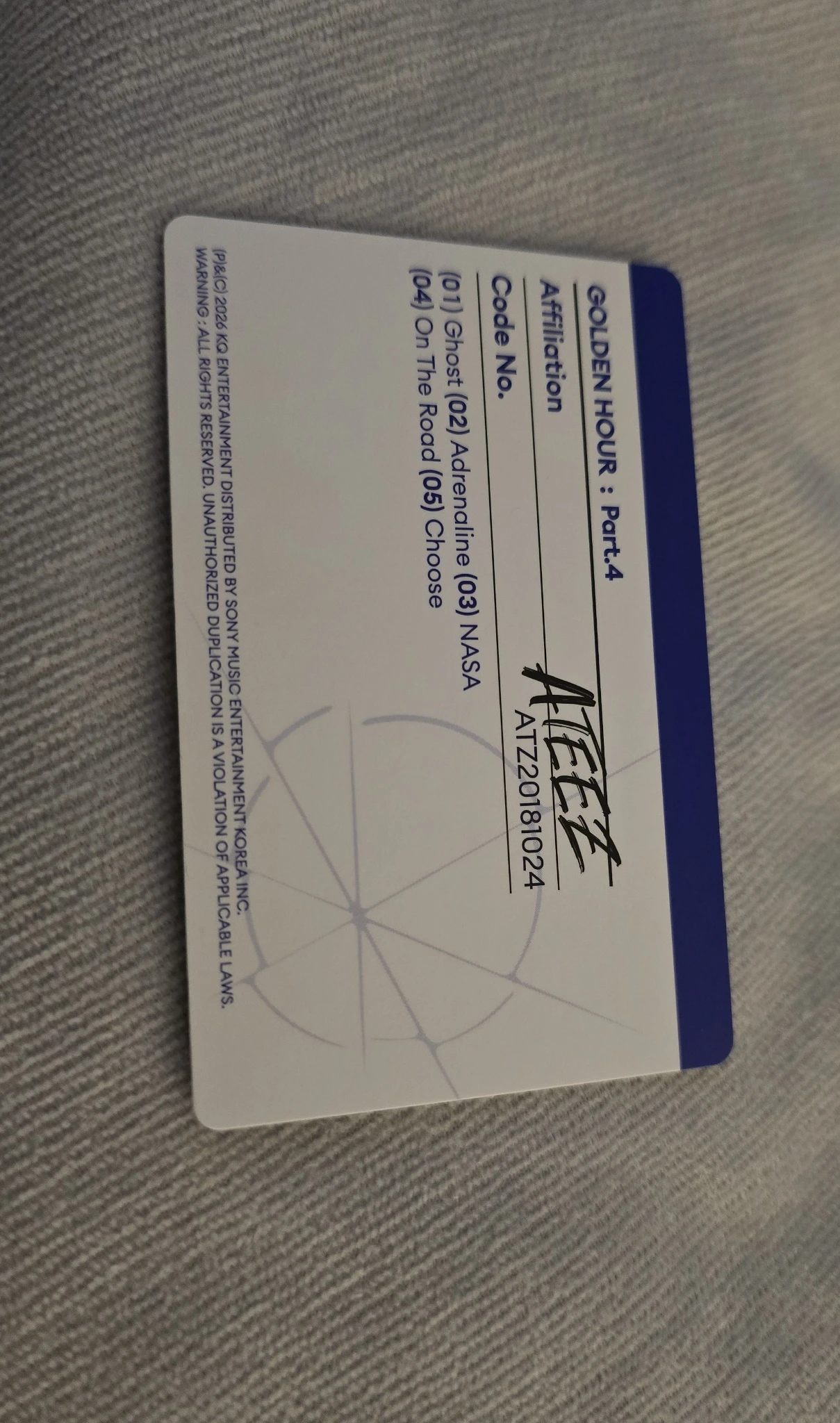 ATEEZ Mingi ATEEZ - Mingi - Golden Hour : Part.4 Album album photocard A version version 2 listing photo 2
