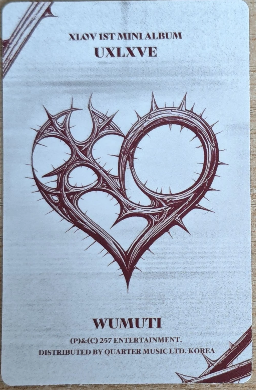 XLOV Wumuti XLOV - Wumuti - UXLXVE Album album photocard N version listing photo 2