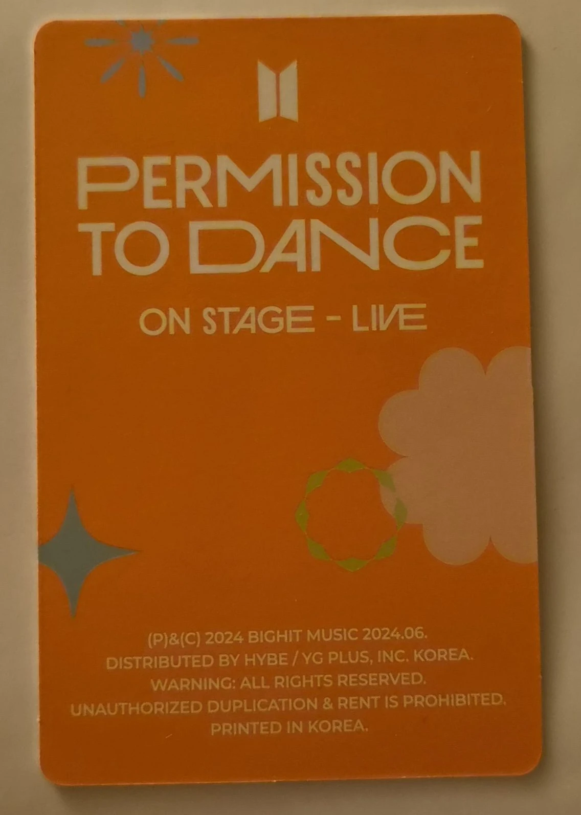 BTS j-hope BTS-J-HOPE-Album-Permission to Dance Live Album listing photo 2