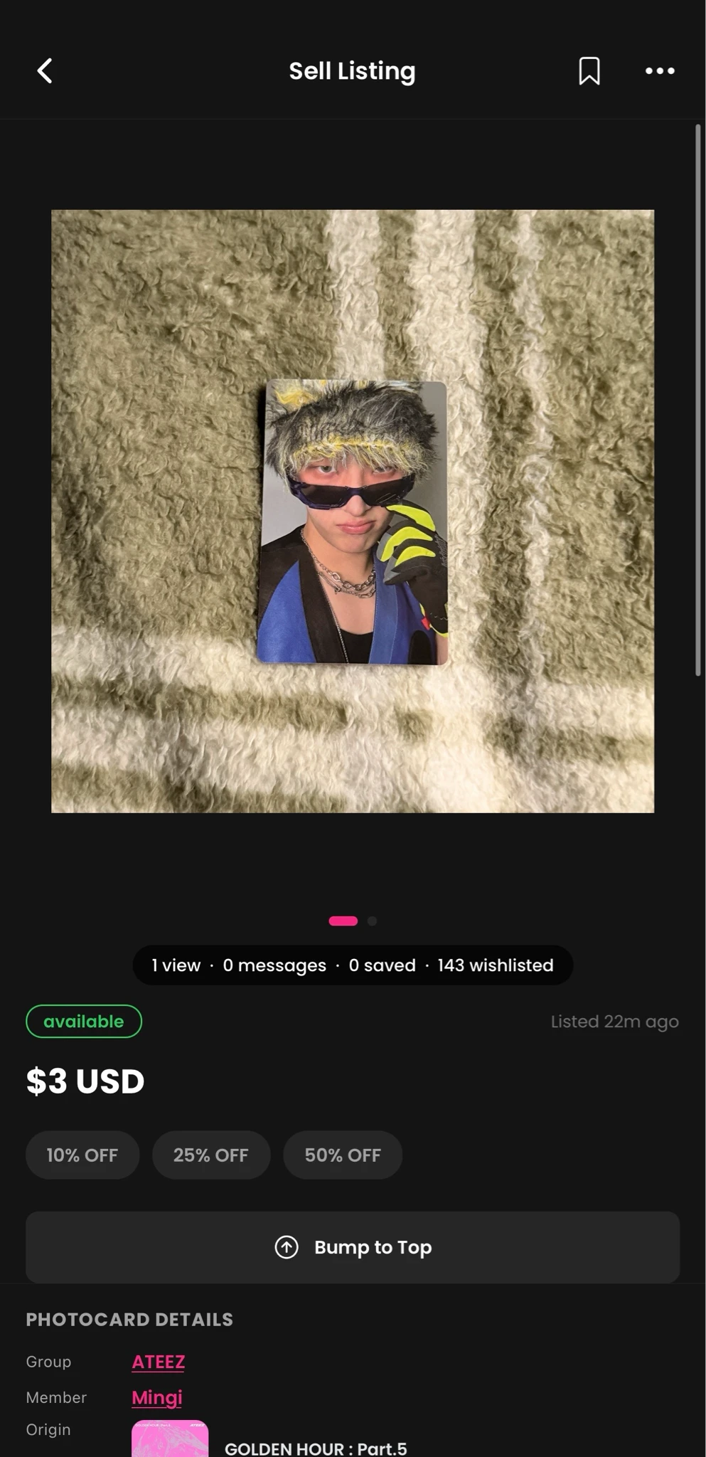 ATEEZ Mingi ATEEZ - Mingi - GOLDEN HOUR : Part.5 Album target exclusive album photocard listing photo 4