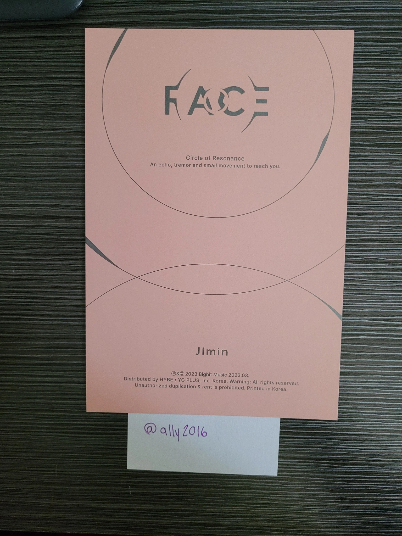 BTS Jimin BTS - Jimin - Face Album undefinable face ver. postcard album inclusion listing photo 2