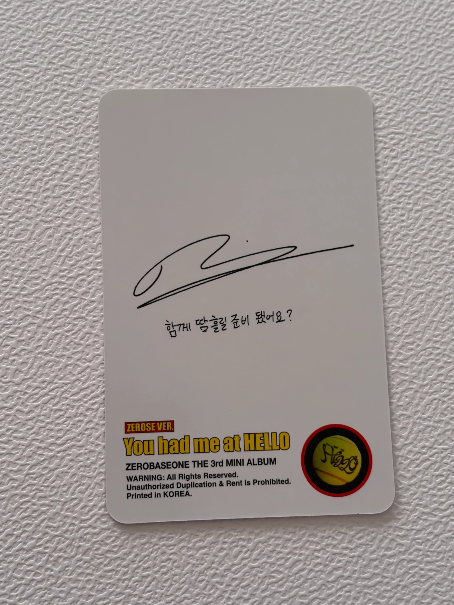 ZEROBASEONE Ricky ZEROBASEONE - Ricky - You had me at HELLO Album album photocard zerose version poca album A version listing photo 2