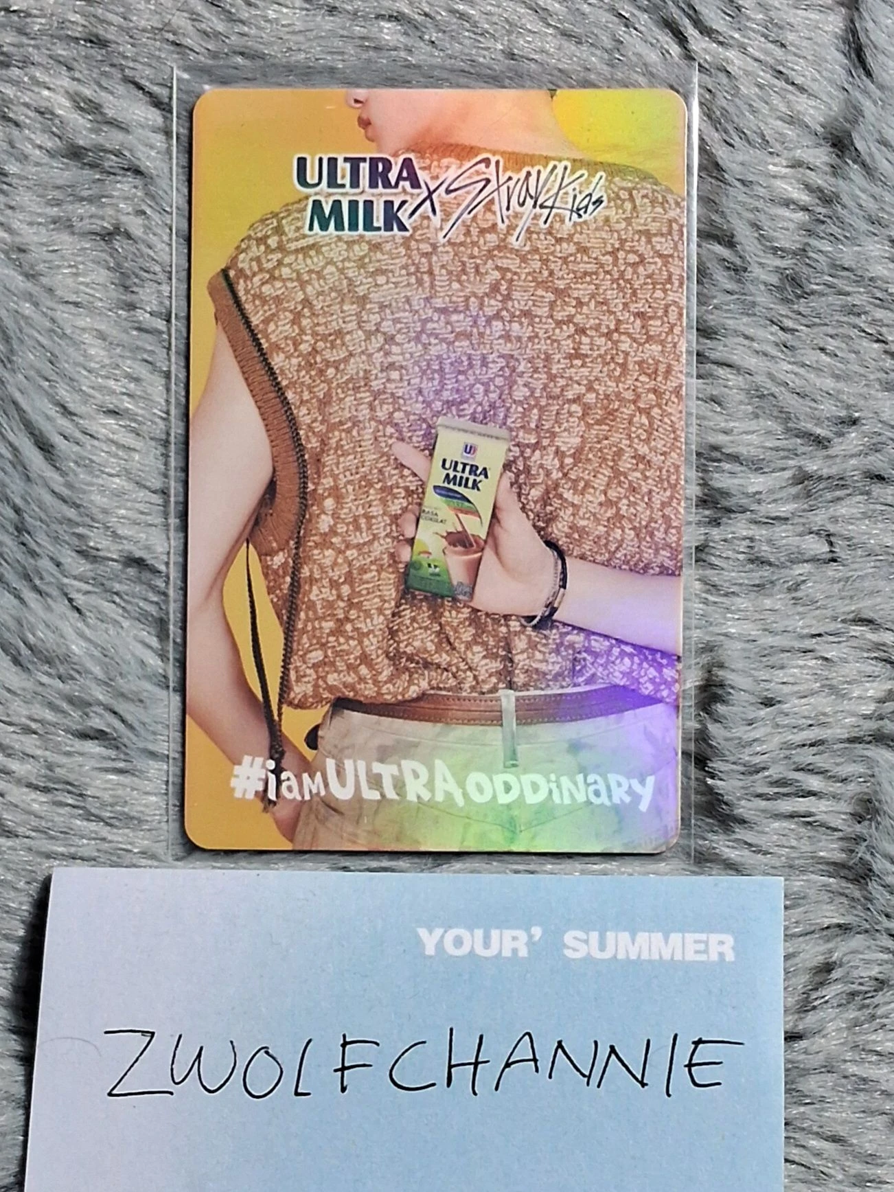 Stray Kids Bang Chan Stray Kids - Bang Chan - Ultra Milk x Stray Kids Other brand collaboration double-sided holographic (hologram) round 3 listing photo 2