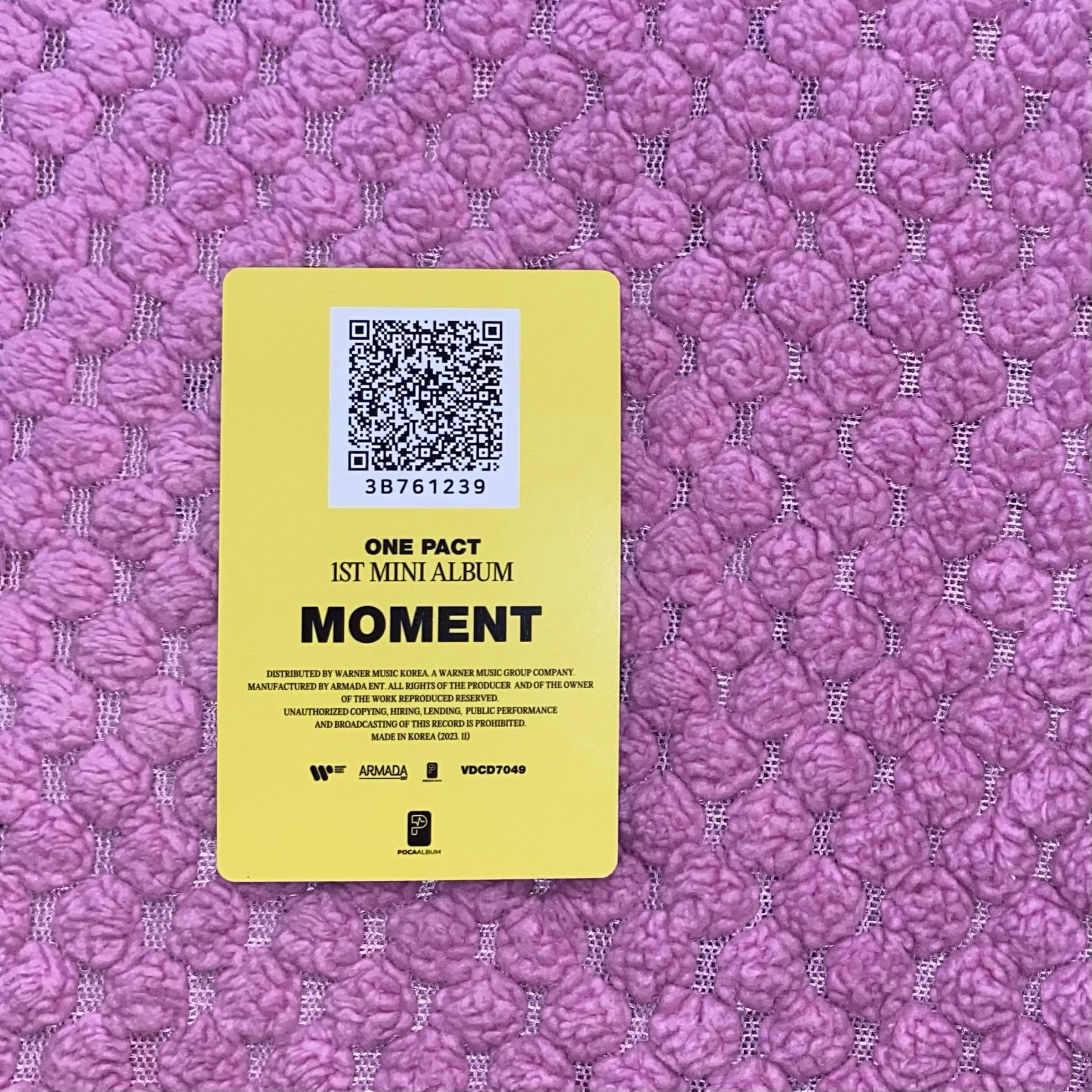 ONE PACT Yedam ONE PACT - Yedam - Moment Album poca album album photocard qr card listing photo 2