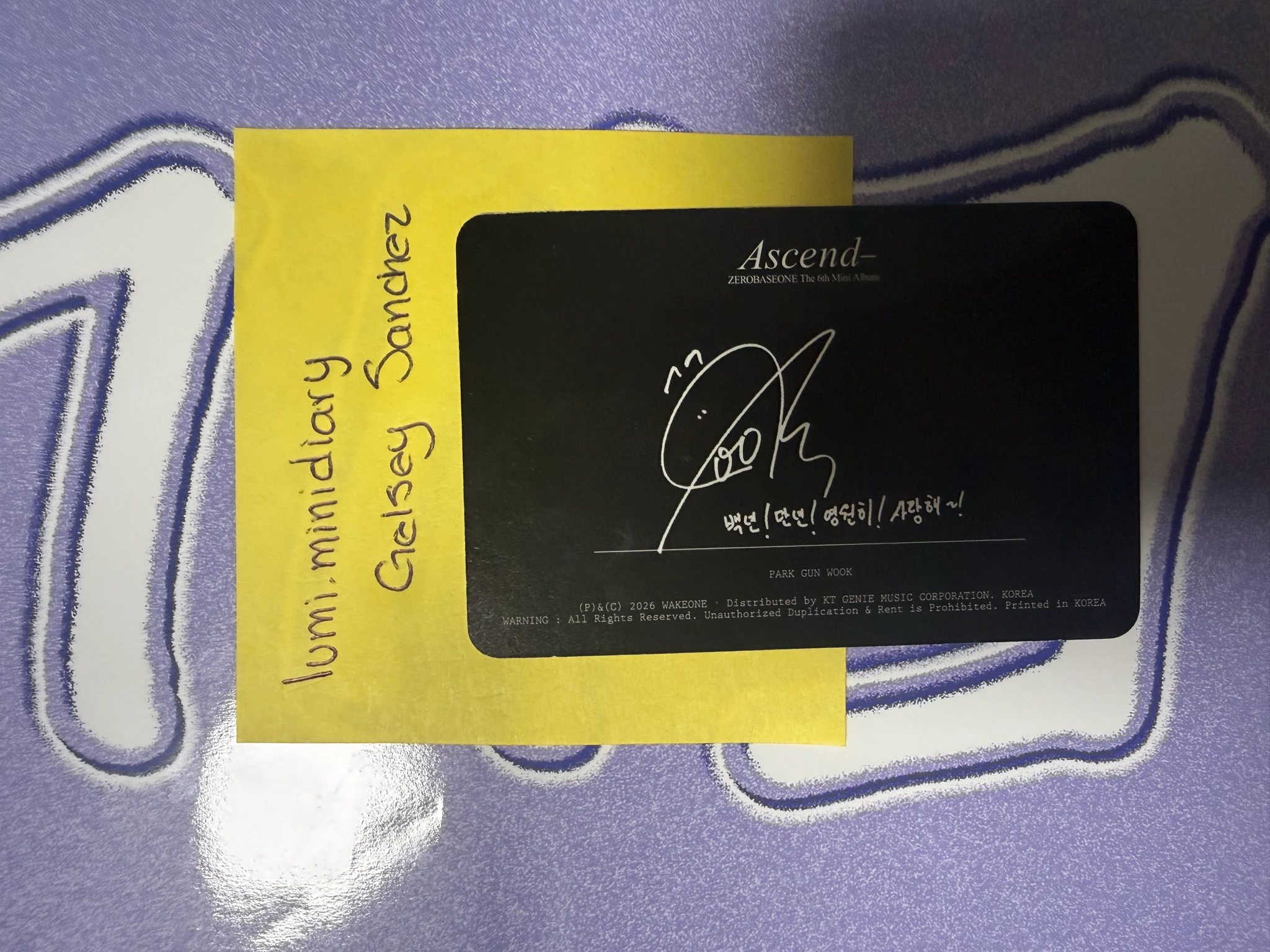 ZEROBASEONE Gunwook ZEROBASEONE - Gunwook - Ascend- Album album photocard 10 version listing photo 2