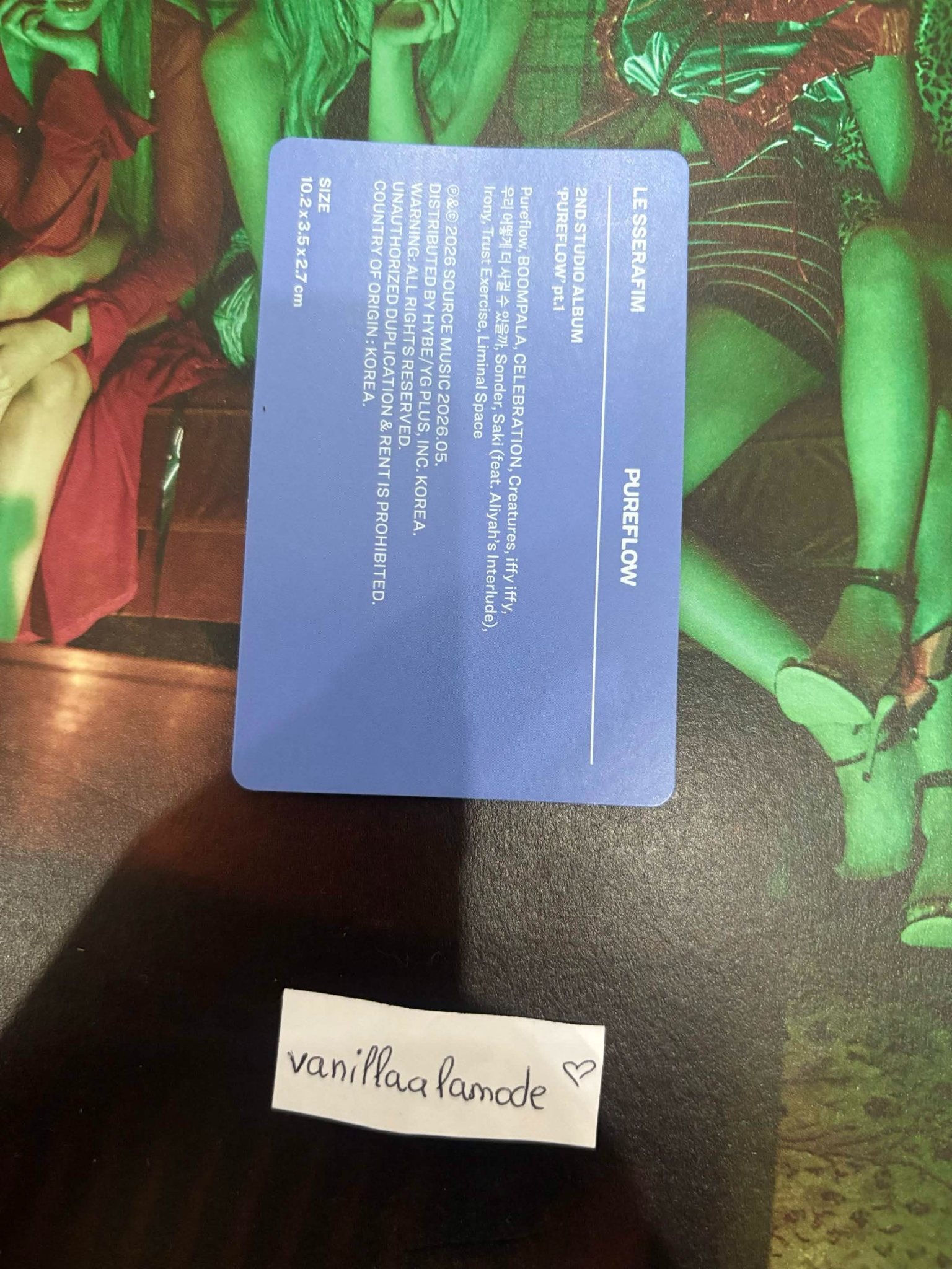 LE SSERAFIM Huh Yunjin LE SSERAFIM - Huh Yunjin - PUREFLOW pt.1 Album album photocard camera version blue version photocard set listing photo 2