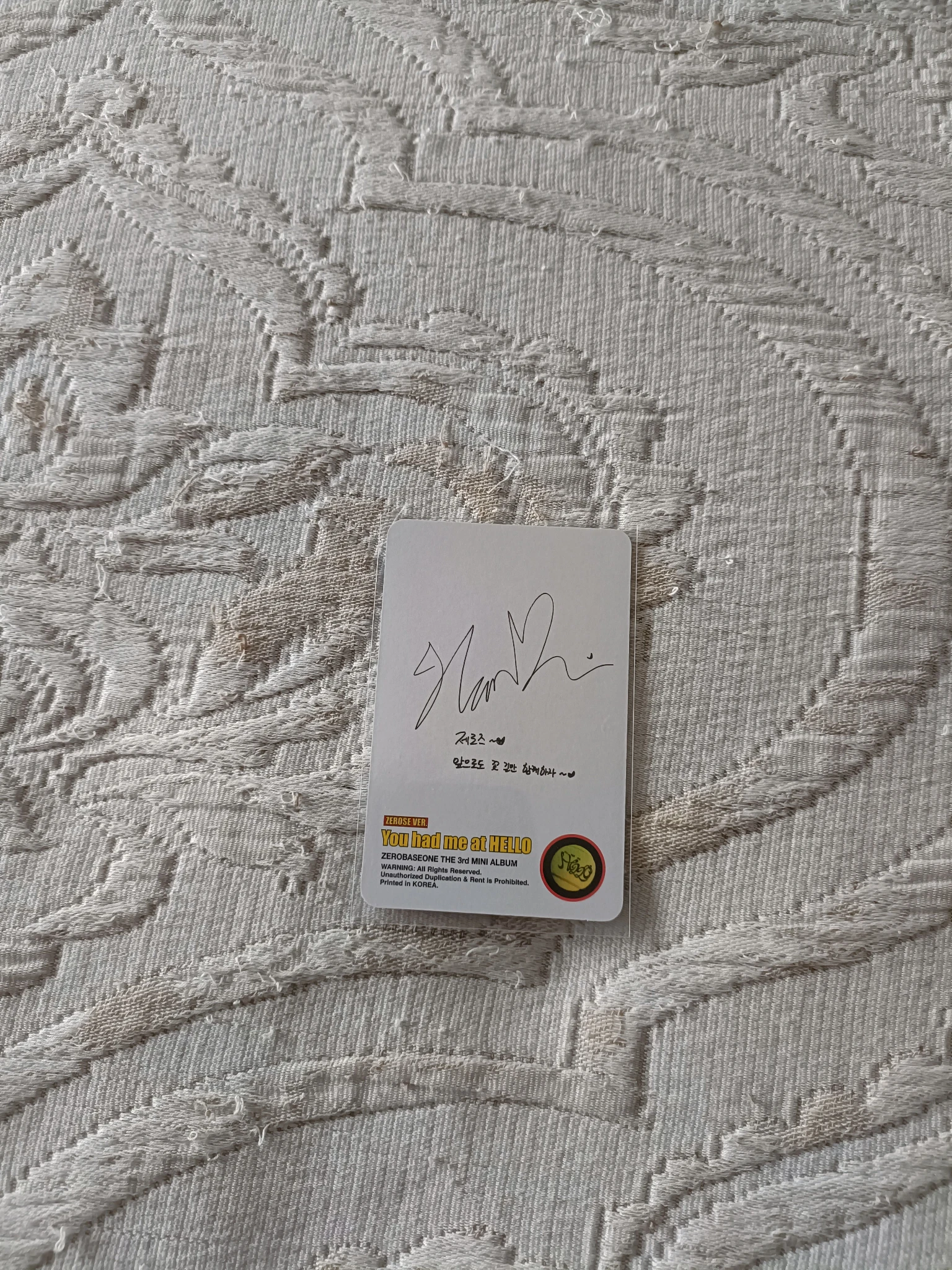 ZEROBASEONE Hanbin ZEROBASEONE - Hanbin - You had me at HELLO Album album photocard poca album listing photo 2