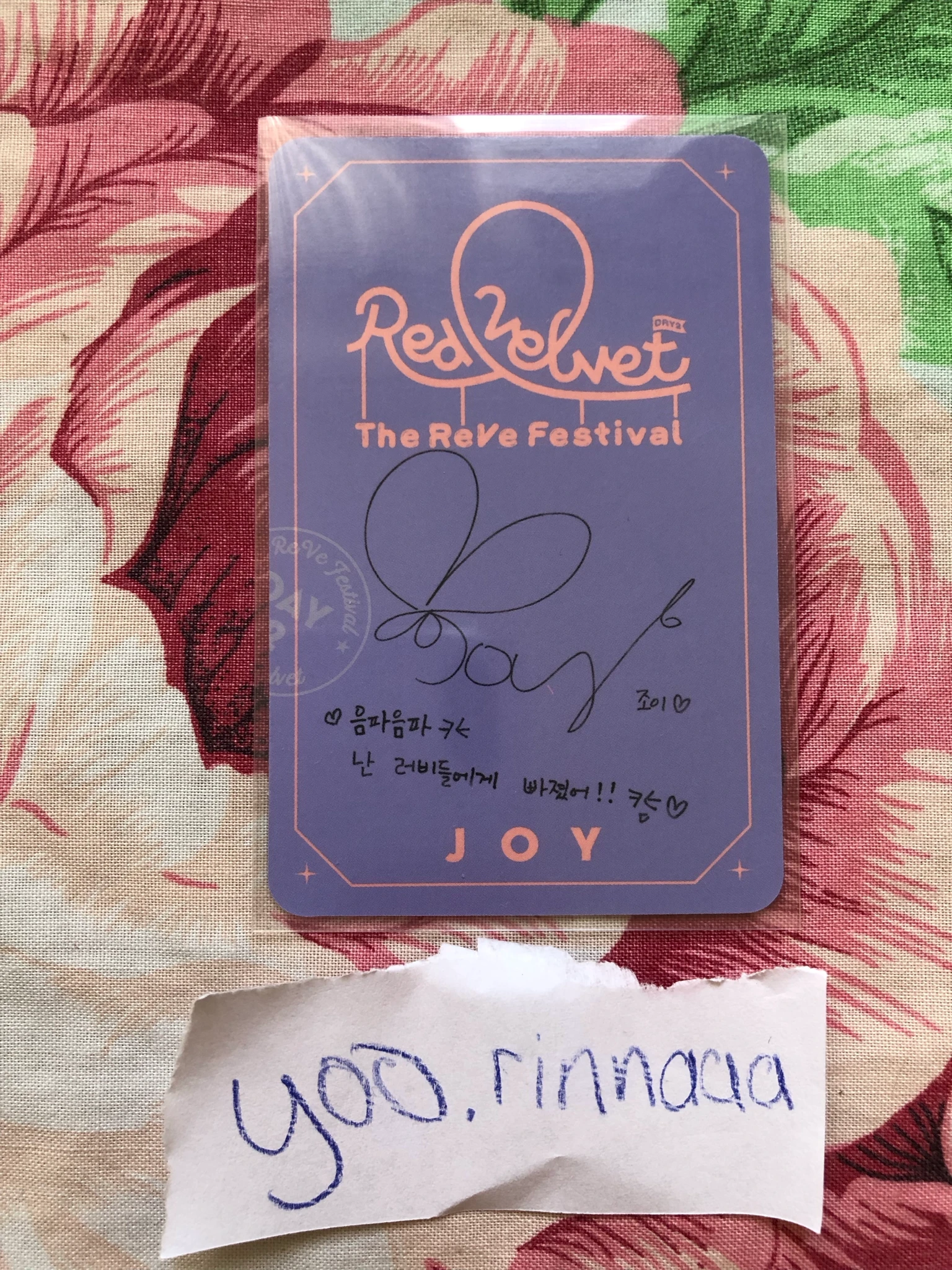 Red Velvet Joy Red Velvet - Joy - The ReVe Festival: Day 2 Album album photocard kihno version listing photo 2