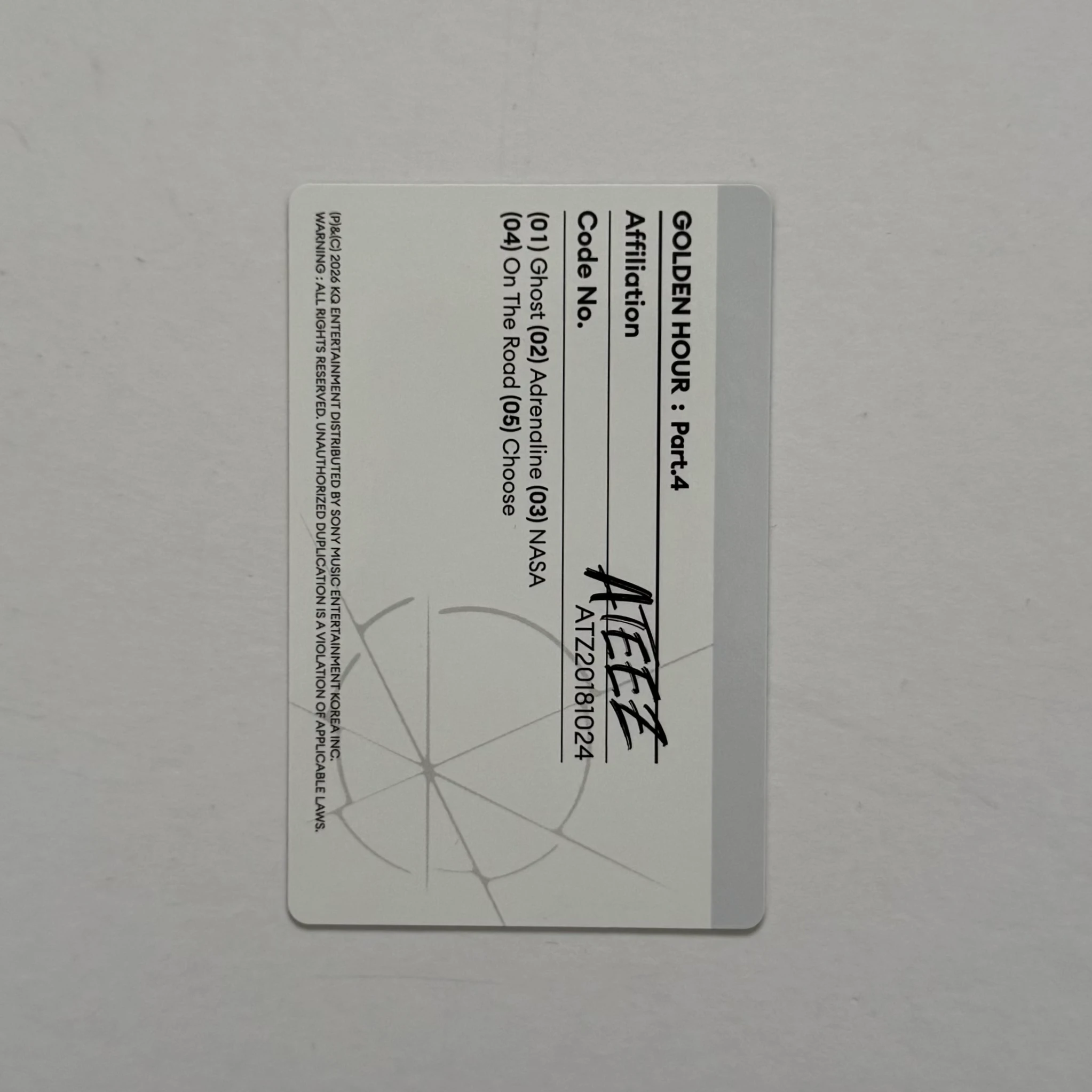 ATEEZ Jongho ATEEZ - Jongho - Golden Hour : Part.4 Album album photocard Z version version 2 listing photo 2