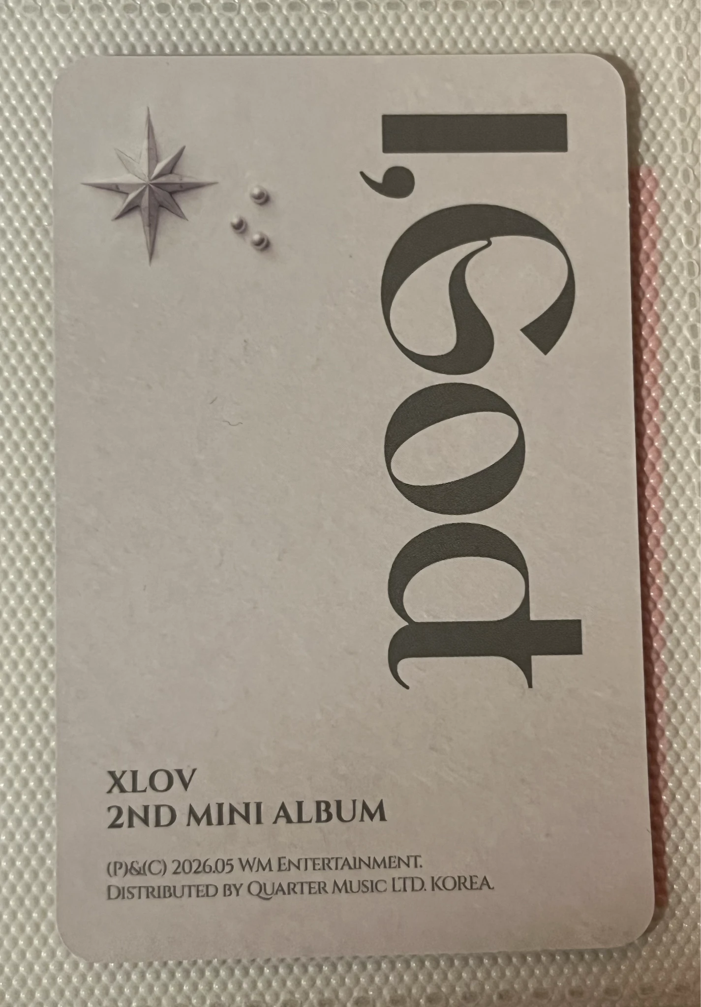 XLOV Wumuti XLOV - Wumuti - I, God Album album photocard O version listing photo 2