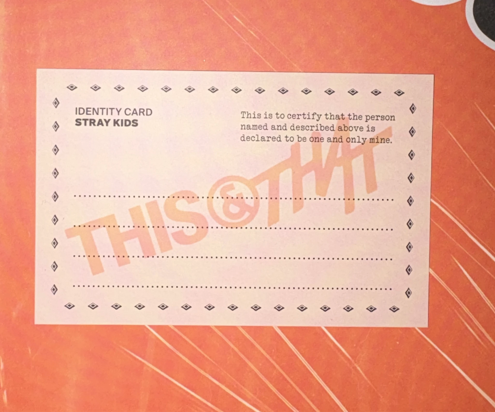 Stray Kids I.N Stray Kids - I.N - This & That Album id card that version album photocard listing photo 2
