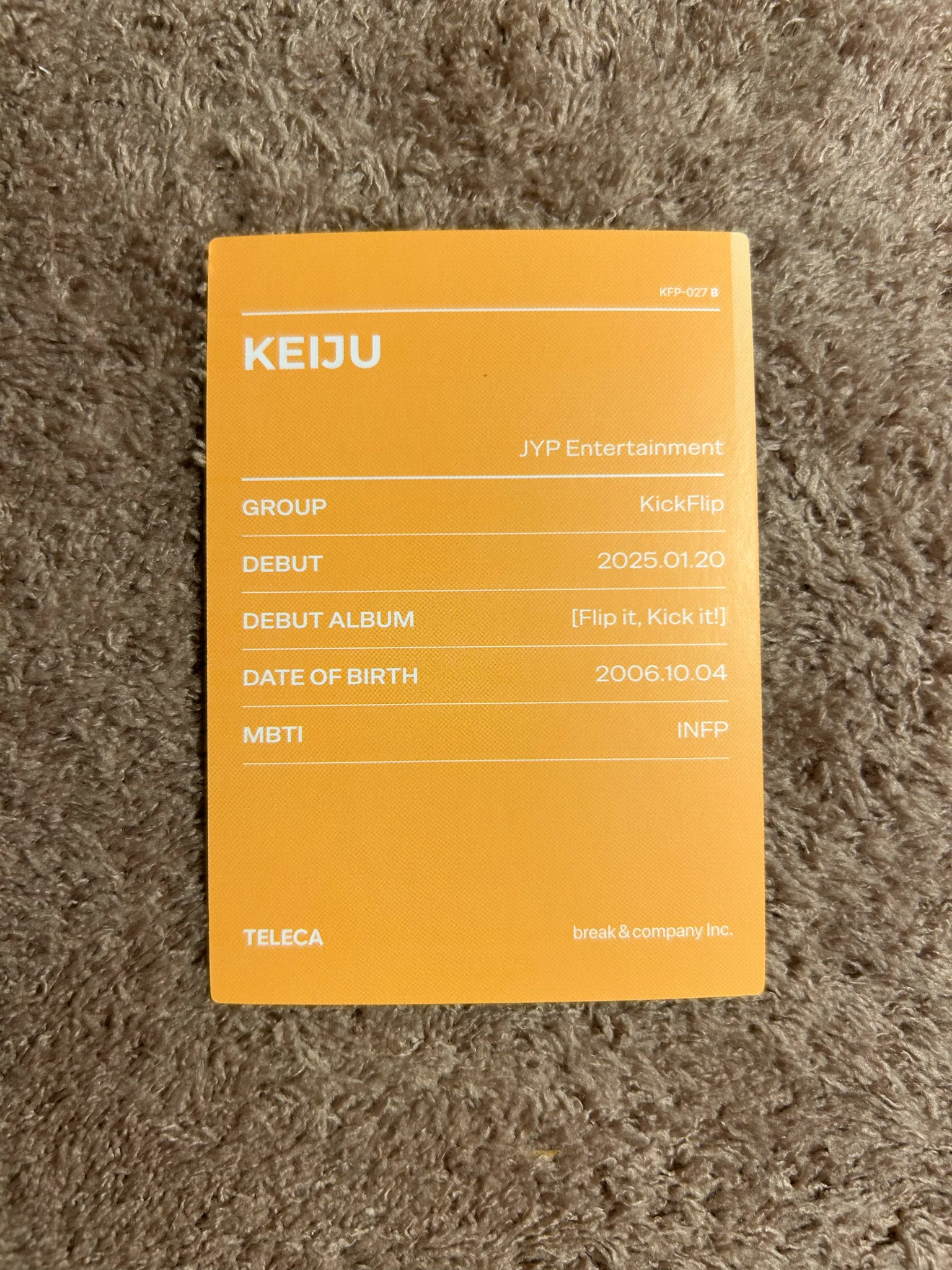 KickFlip Keiju KickFlip - Keiju - TELECA 2025 K-POP ROOKIE COLLECTION CARDS Other trading card trading pack listing photo 2