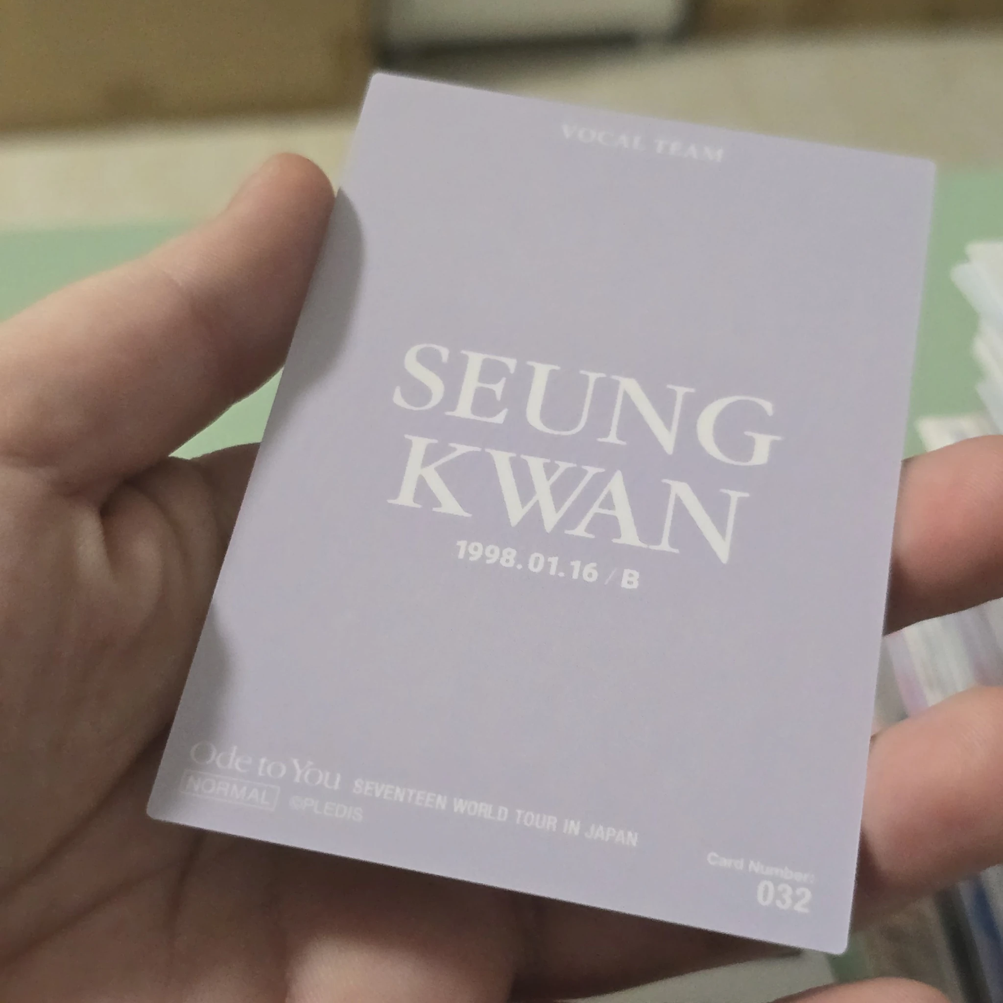 SEVENTEEN Seungkwan SEVENTEEN - Seungkwan - [ODE TO YOU] TOUR Event japan merch photocard trading card listing photo 2