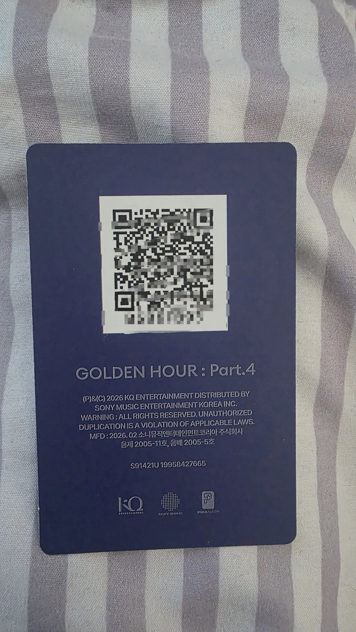 ATEEZ Jongho ATEEZ - Jongho - GOLDEN HOUR : Part.4 Album qr card A version poca album album photocard listing photo 2