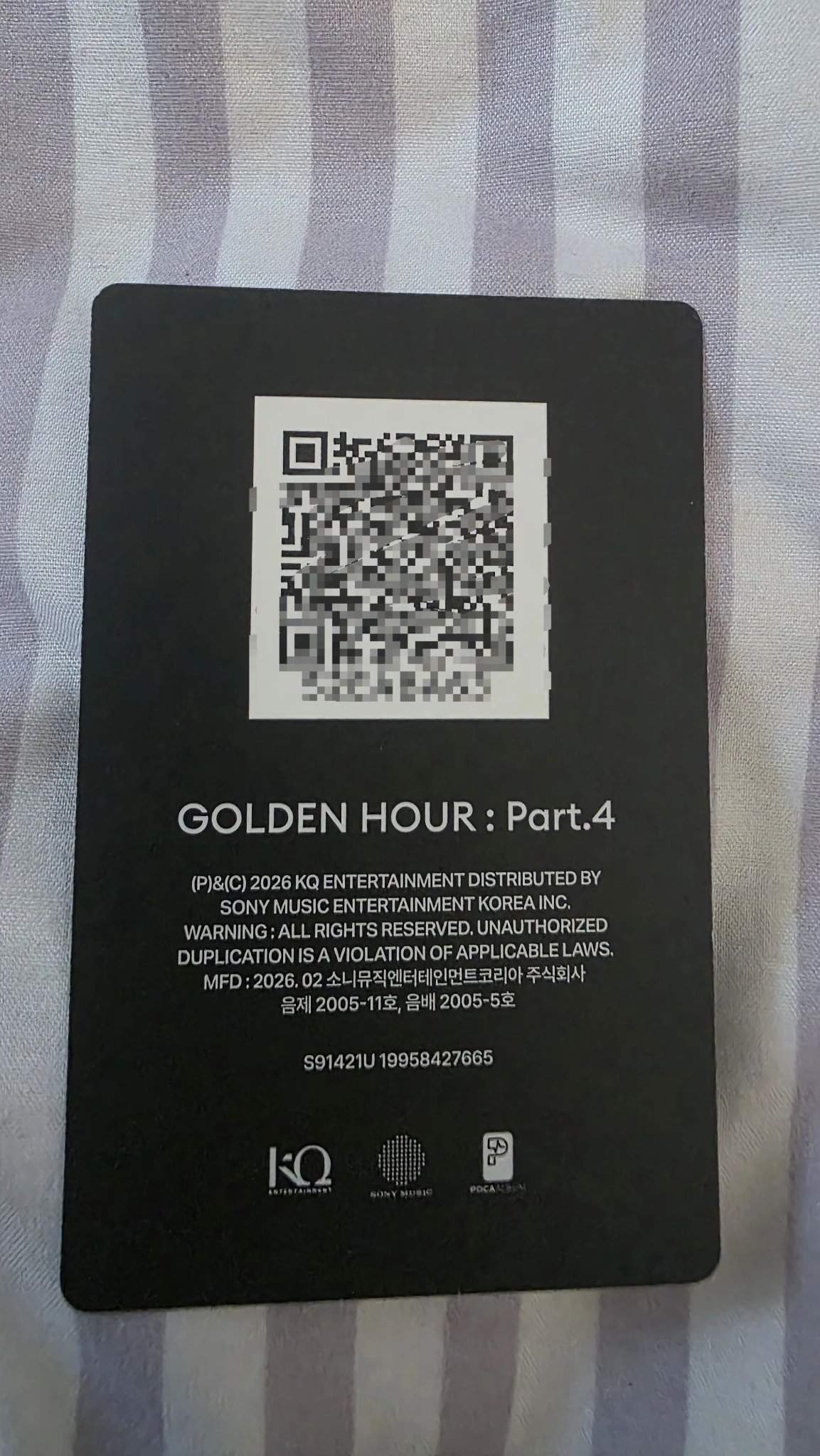 ATEEZ San ATEEZ - San - Golden Hour : Part.4 Album Z version qr card poca album album photocard listing photo 2