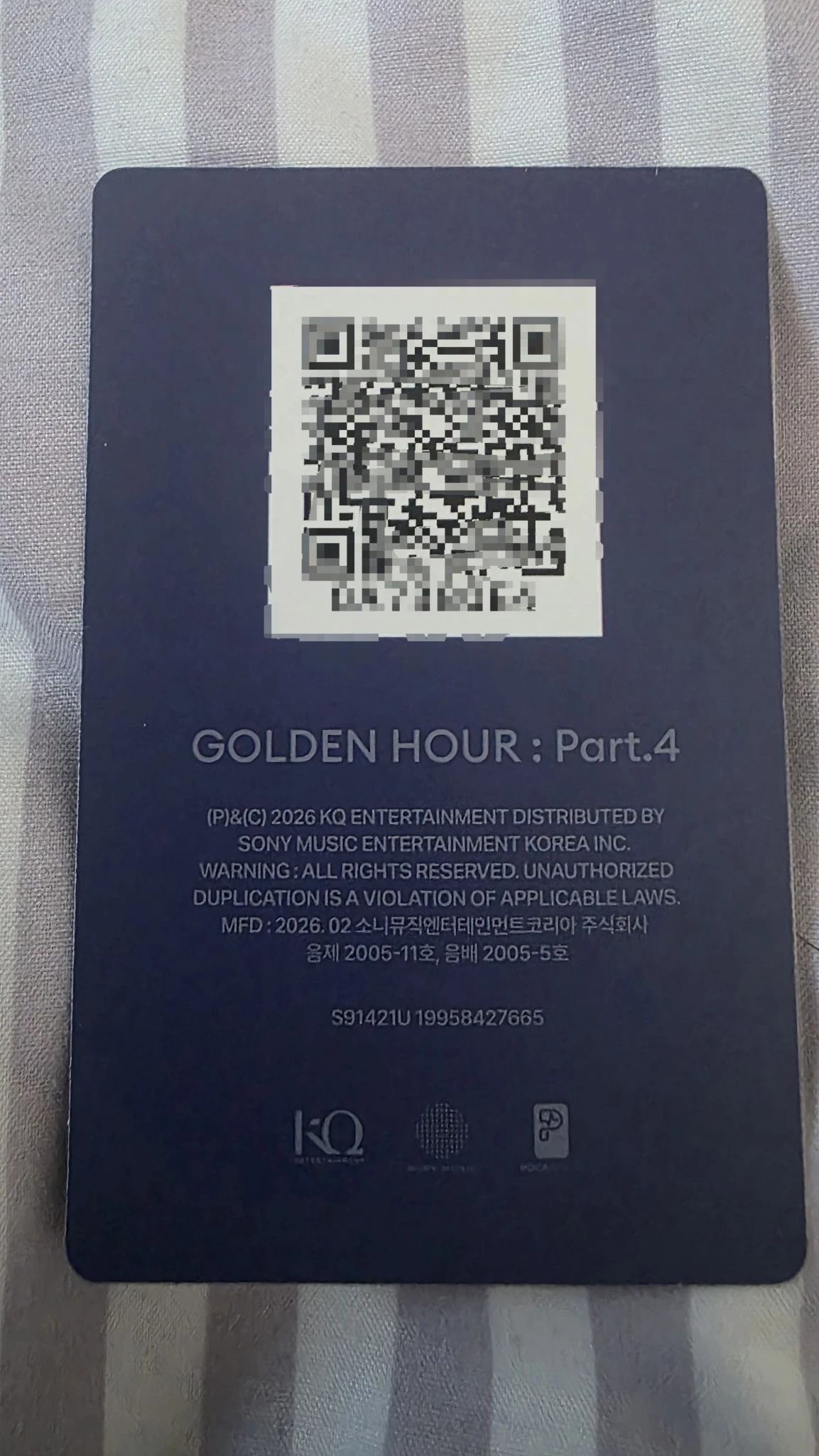 ATEEZ Yeosang ATEEZ - Yeosang - Golden Hour : Part.4 Album A version qr card poca album album photocard listing photo 2