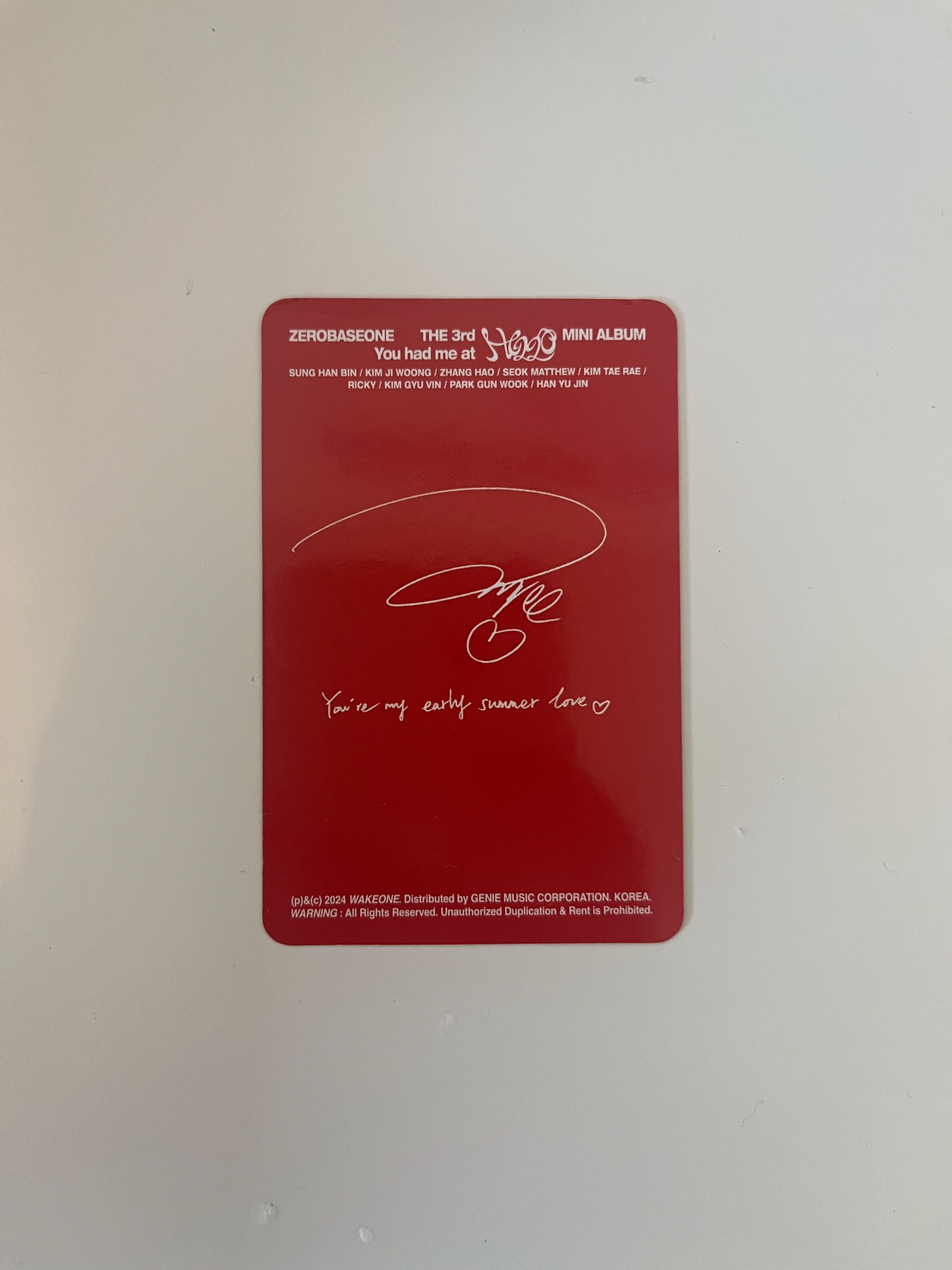 ZEROBASEONE Hao ZEROBASEONE - Hao - You had me at HELLO Album album photocard eclipse version listing photo 2