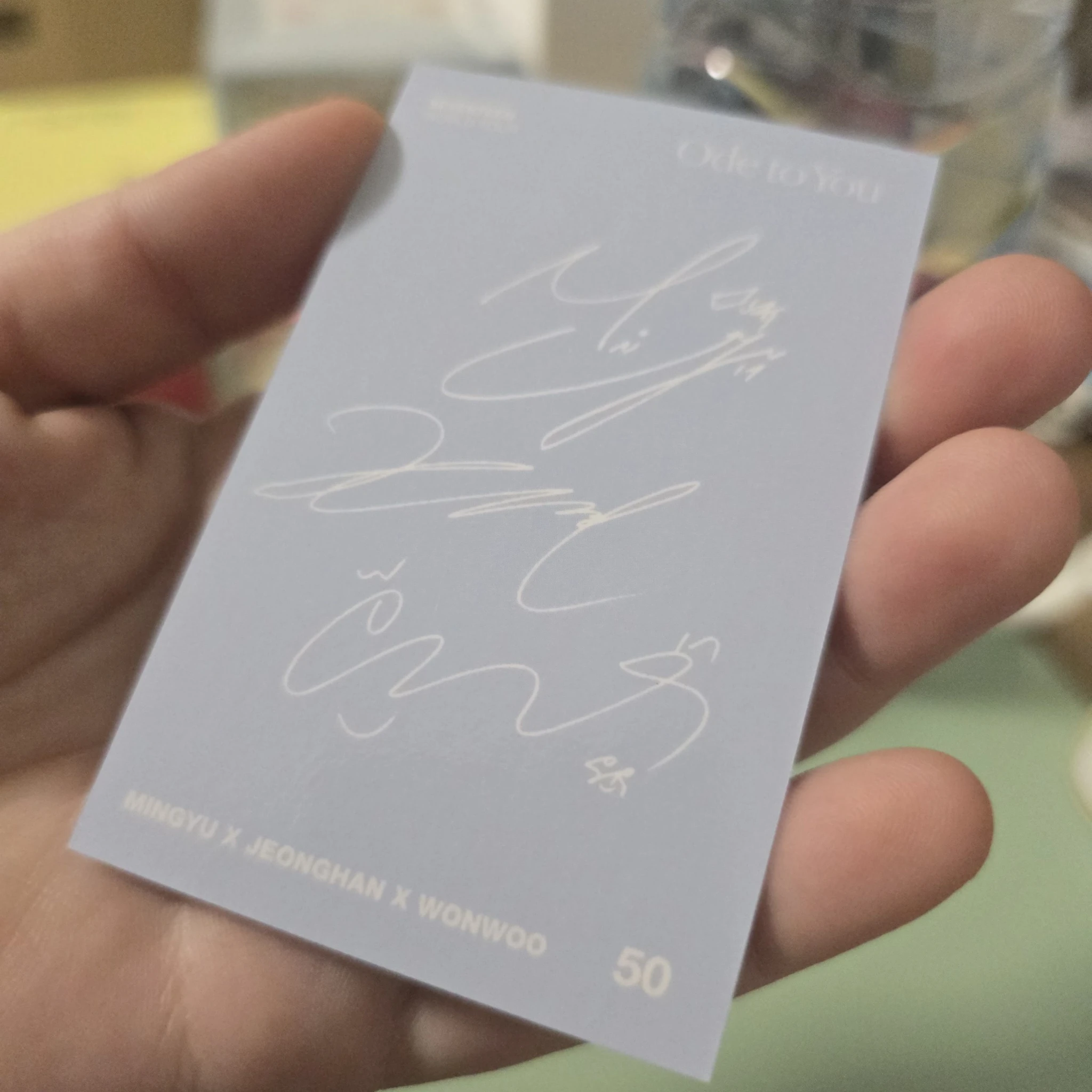 SEVENTEEN SEVENTEEN - Jeonghan & Wonwoo & Mingyu - [ODE TO YOU] TOUR Event domestic (kr) merch photocard trading card listing photo 2