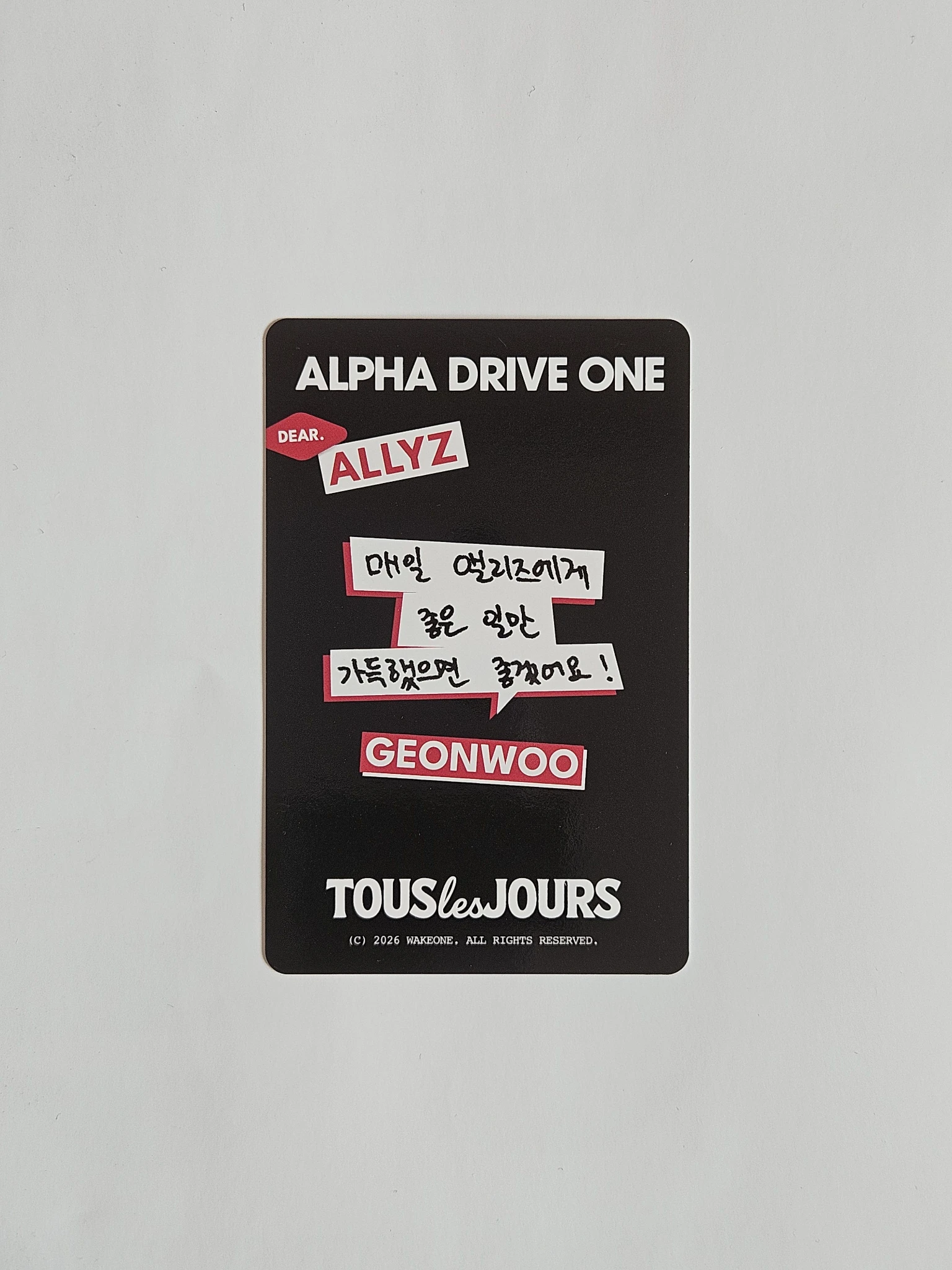 ALPHA DRIVE ONE Geonwoo ALPHA DRIVE ONE - Geonwoo - TOUS LES JOURS Collaboration Other cake version brand collaboration photocard set blow out the candles listing photo 2