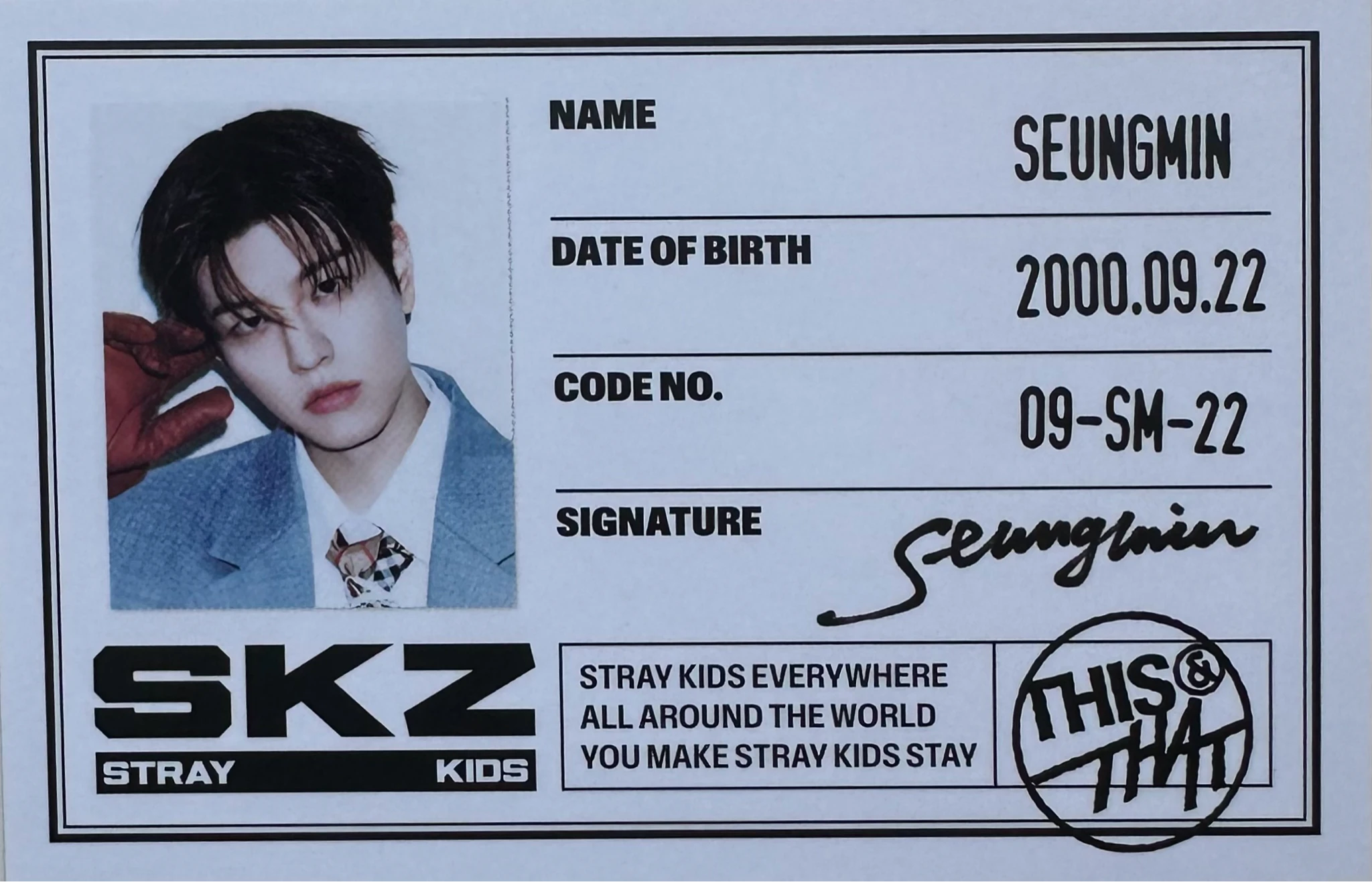 Stray Kids Seungmin Stray Kids - Seungmin - This & That Album album photocard id card this version listing photo 2