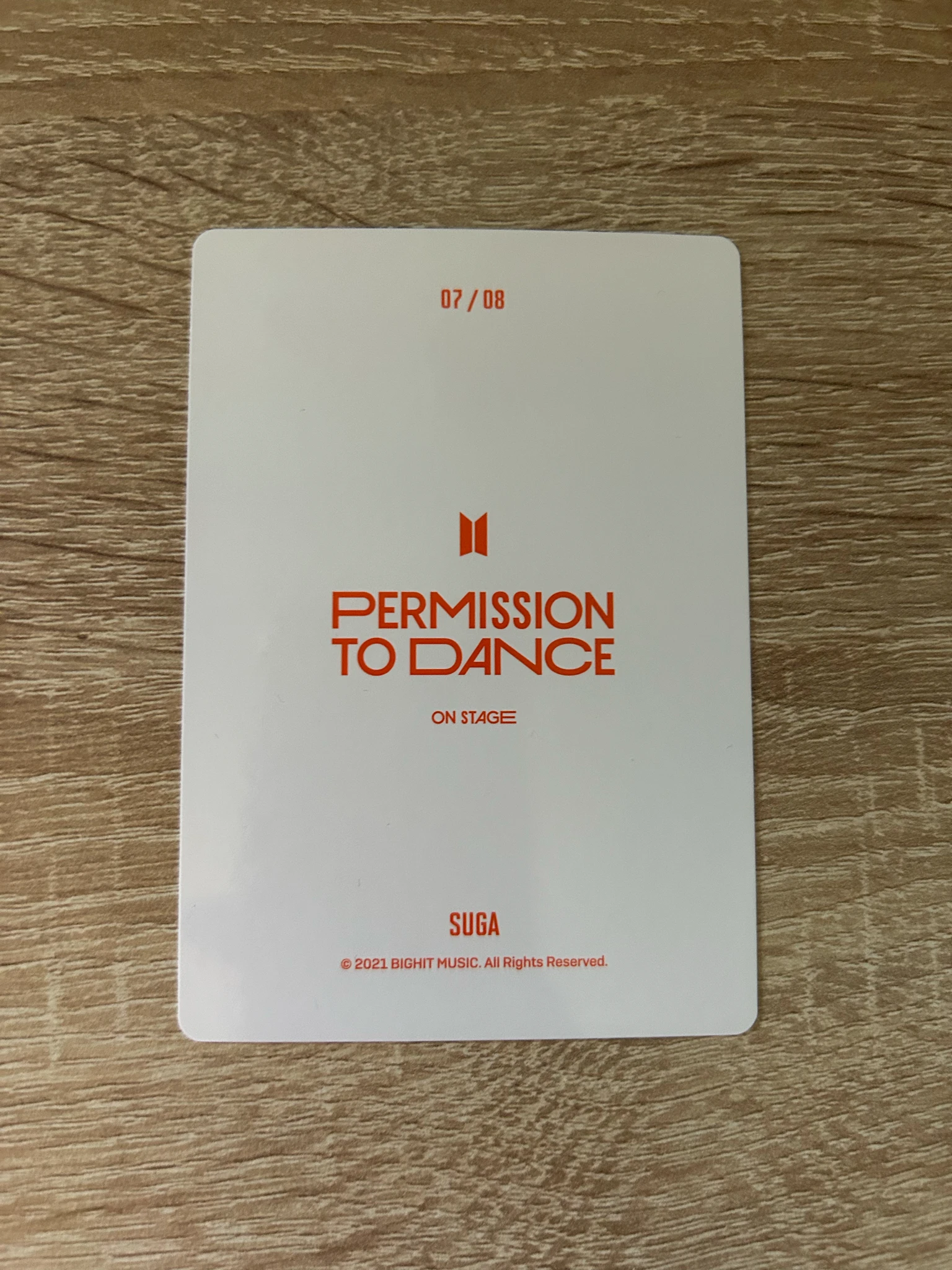 BTS SUGA BTS - SUGA - Permission To Dance On Stage Tour Event mini photocard listing photo 2