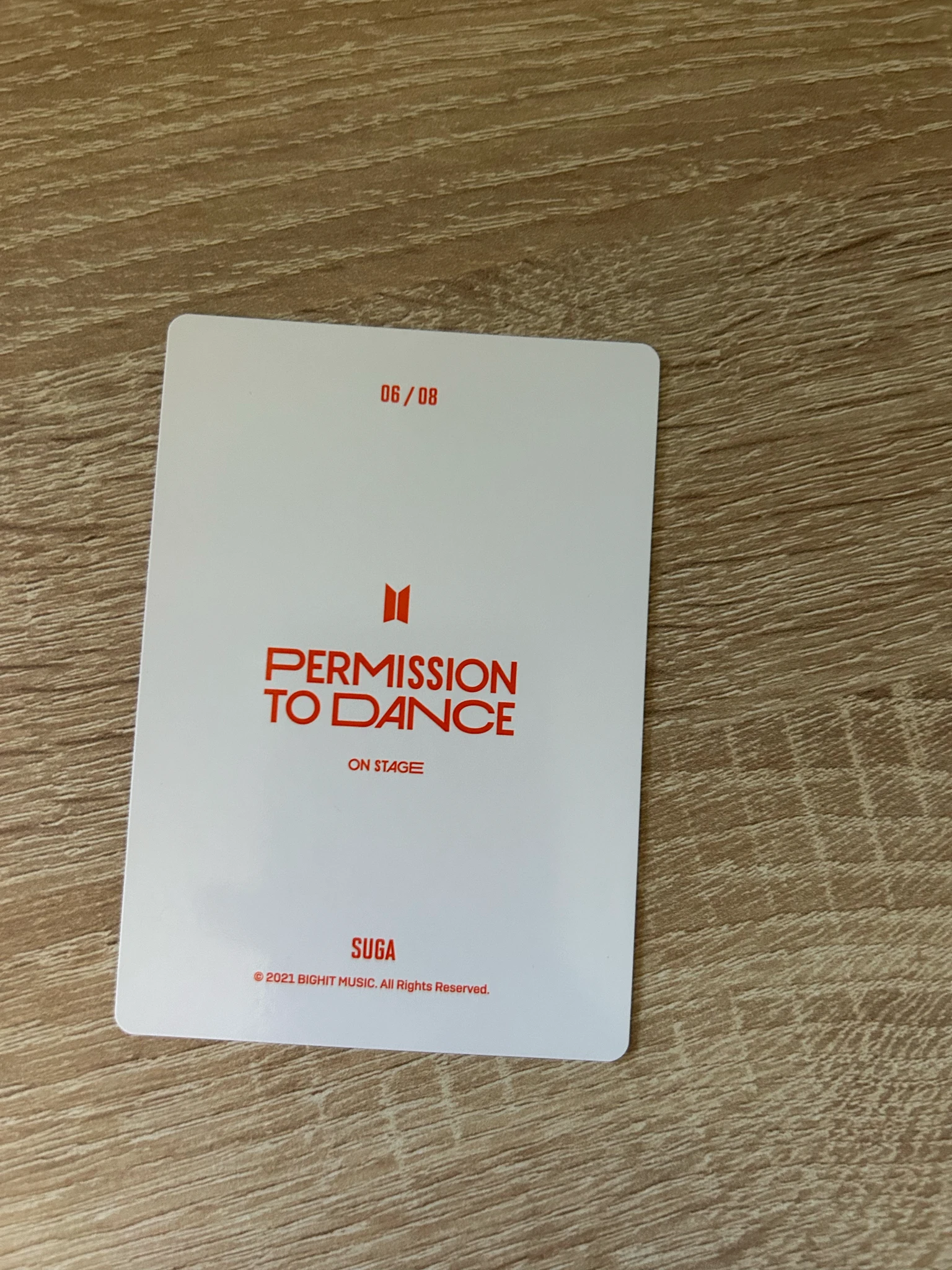 BTS SUGA BTS - SUGA - Permission To Dance On Stage Tour Event mini photocard listing photo 2