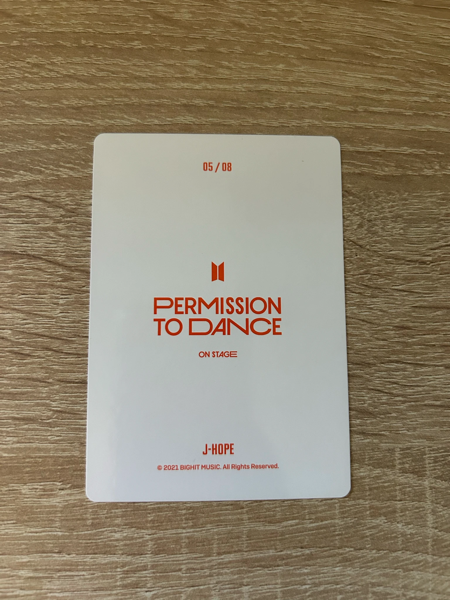 BTS j-hope BTS - j-hope - Permission To Dance On Stage Tour Event mini photocard listing photo 2