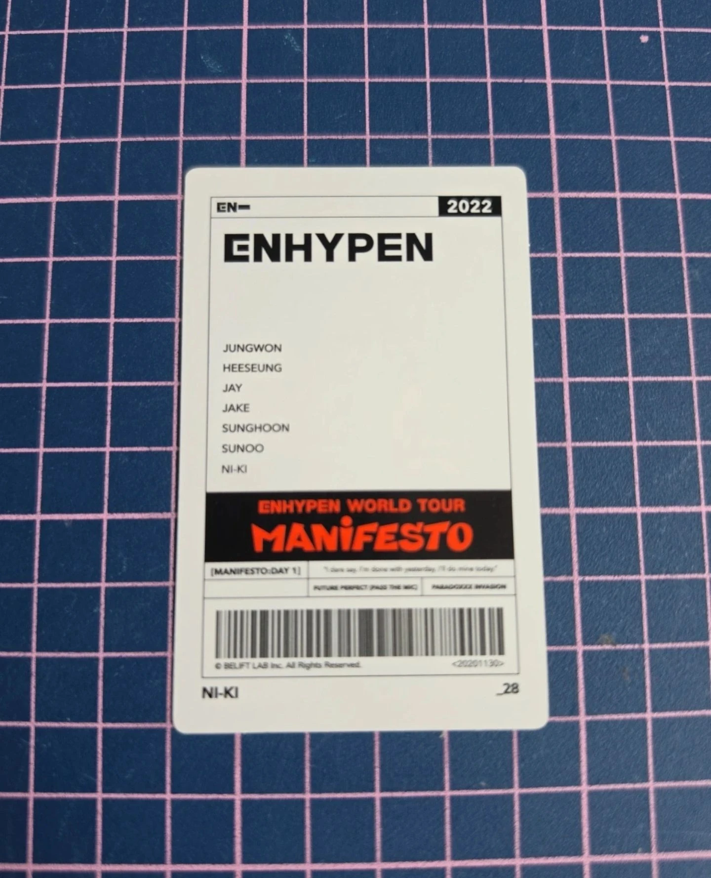 ENHYPEN Ni-ki ENHYPEN - Ni-ki - World Tour 'Manifesto' Event trading card merch photocard tour merch listing photo 2