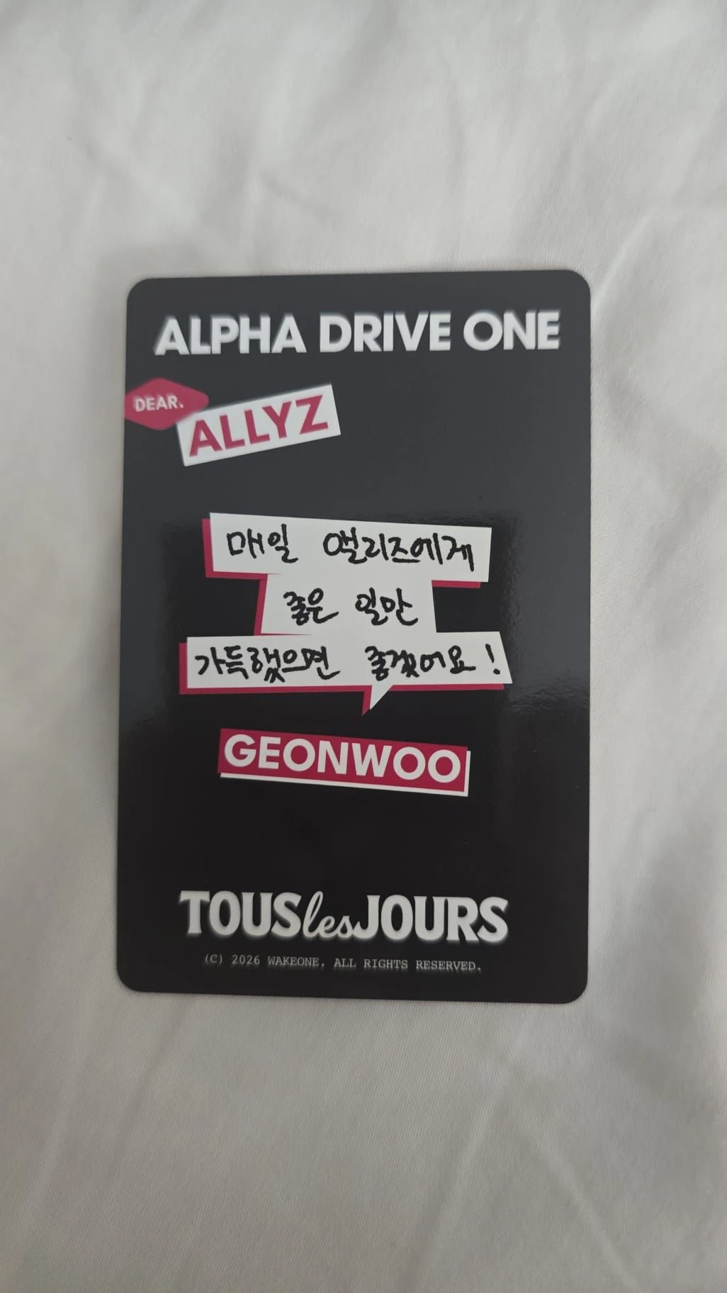 ALPHA DRIVE ONE Geonwoo ALPHA DRIVE ONE - Geonwoo - TOUS LES JOURS Collaboration Other cake version brand collaboration photocard set blow out the candles listing photo 2