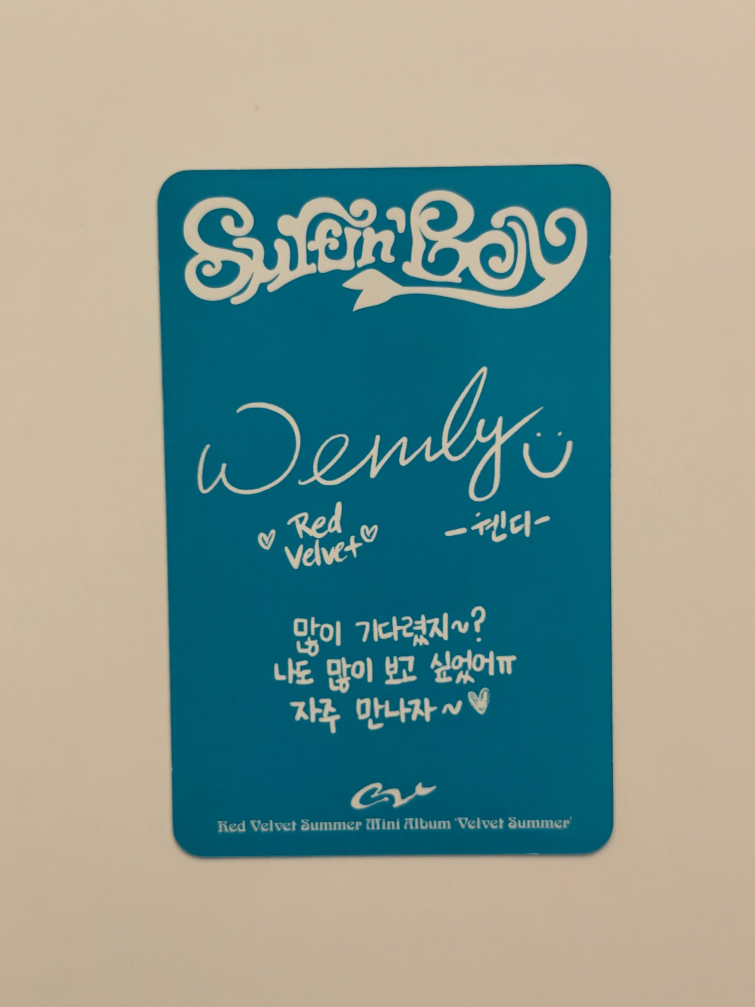 Red Velvet Wendy Red Velvet - Wendy - Velvet Summer Album album photocard listing photo 2