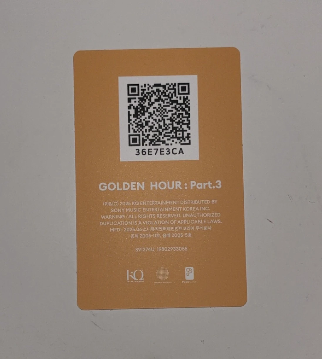 ATEEZ Mingi ATEEZ - Mingi - Golden Hour : Part.3 Album poca album qr ver. 1 listing photo 2