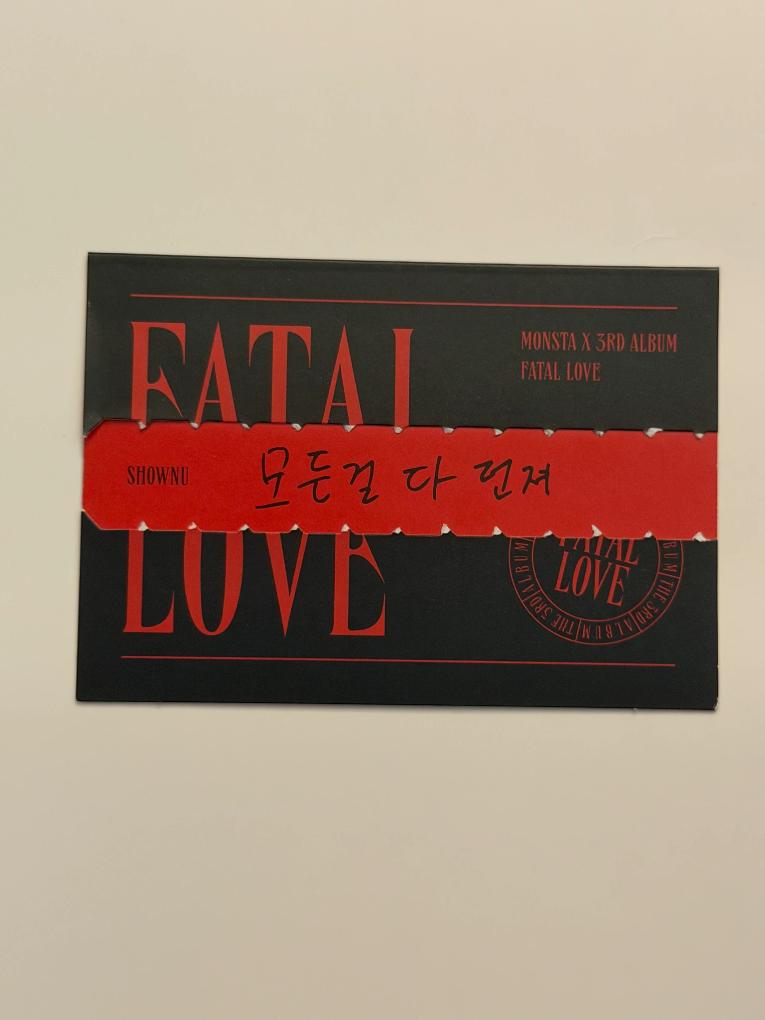 MONSTA X Shownu MONSTA X - Shownu - Fatal Love Album album photocard message card listing photo 2