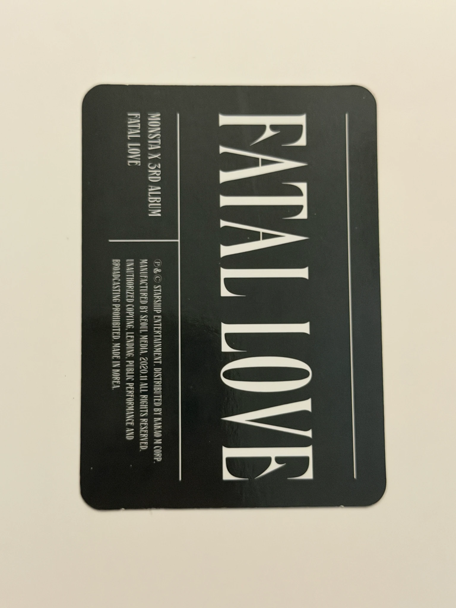 MONSTA X Kihyun MONSTA X - Kihyun - Fatal Love Album album photocard version 3 listing photo 2