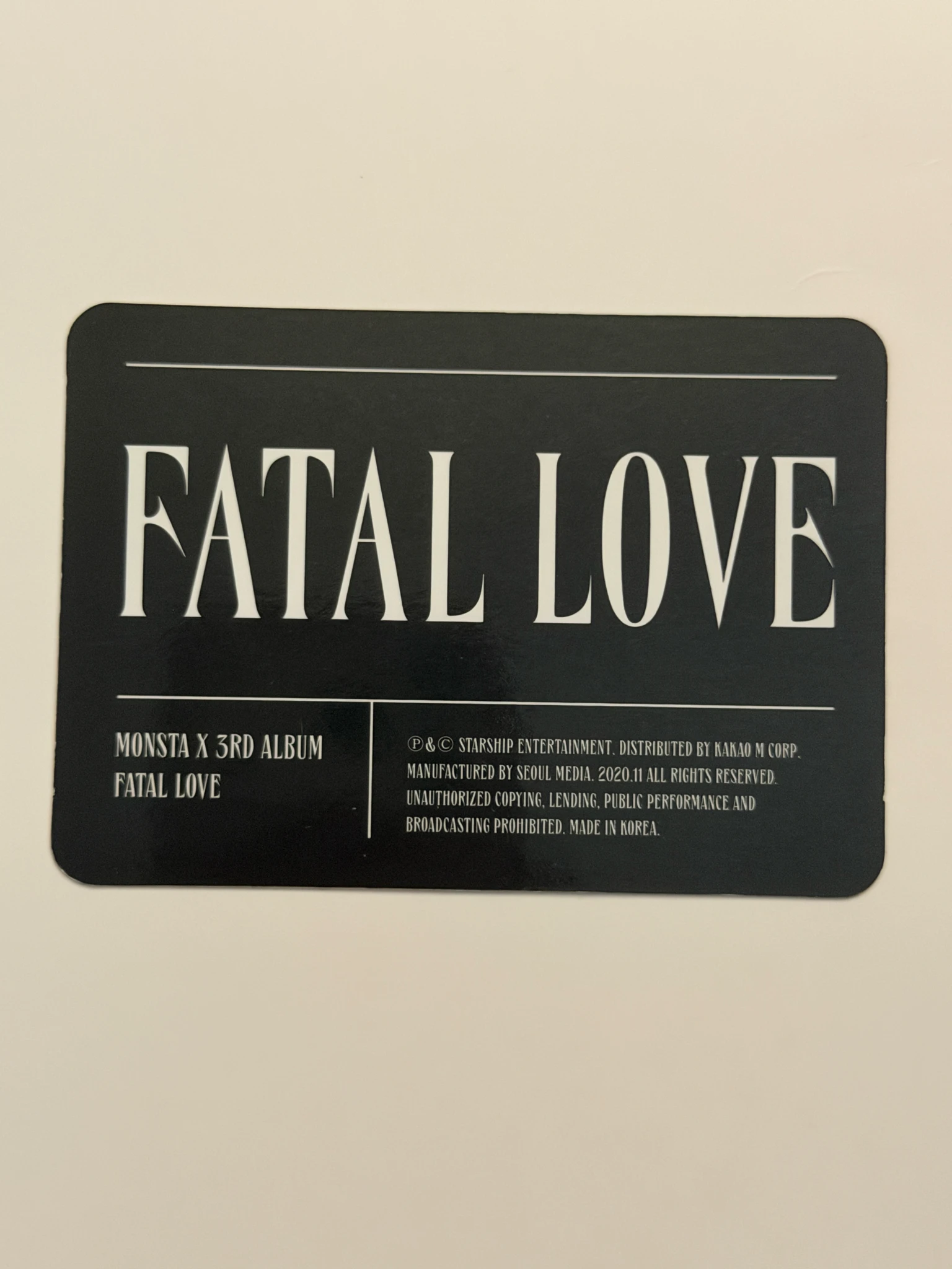 MONSTA X I.M MONSTA X - I.M - Fatal Love Album album photocard version 3 listing photo 2