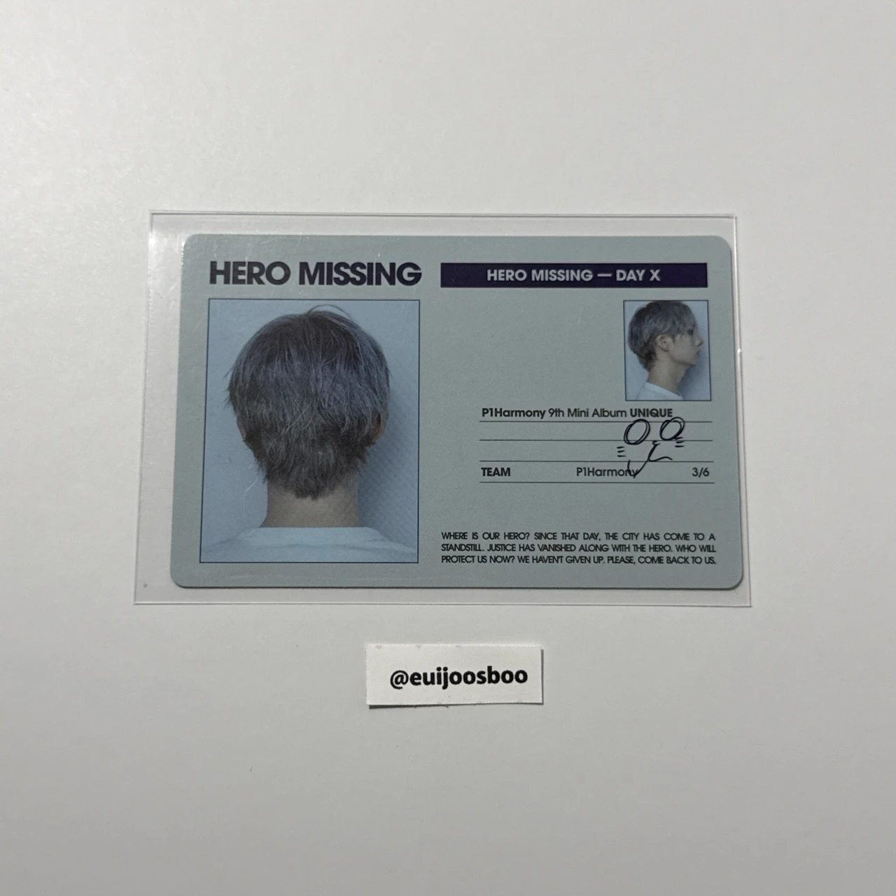 P1Harmony Jiung P1Harmony - Jiung - UNIQUE Album B version id card double-sided album inclusion listing photo 2