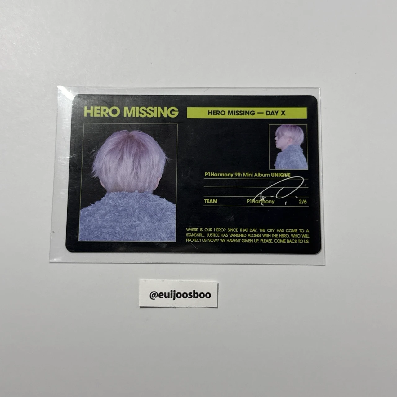 P1Harmony Theo P1Harmony - Theo - UNIQUE Album C version double-sided id card album inclusion listing photo 2