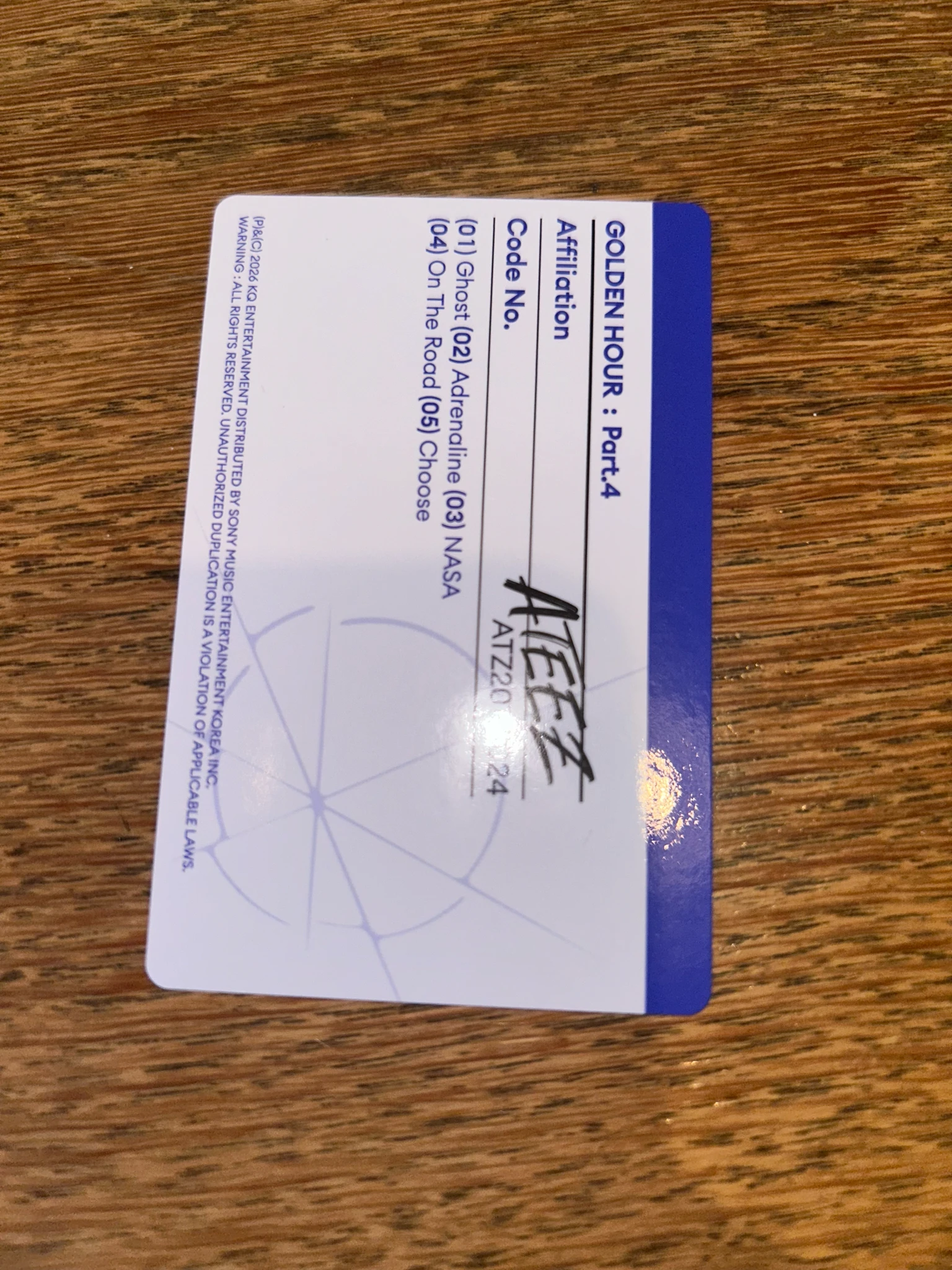 ATEEZ Jongho ATEEZ - Jongho - Golden Hour : Part.4 Album album photocard A version listing photo 2