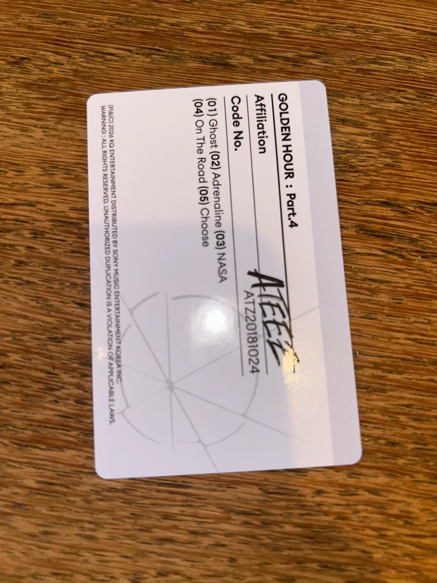ATEEZ Jongho ATEEZ - Jongho - Golden Hour : Part.4 Album album photocard Z version version 2 listing photo 2