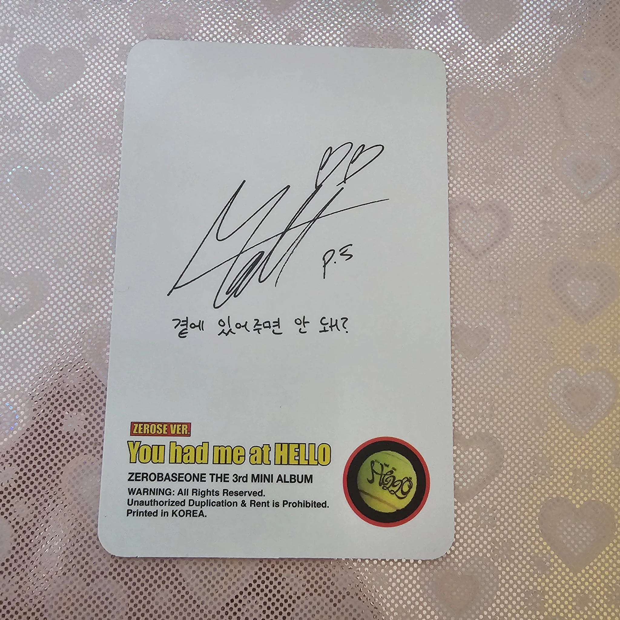 ZEROBASEONE Matthew ZEROBASEONE - Matthew - You had me at HELLO Album album photocard poca album zerose version B version listing photo 2
