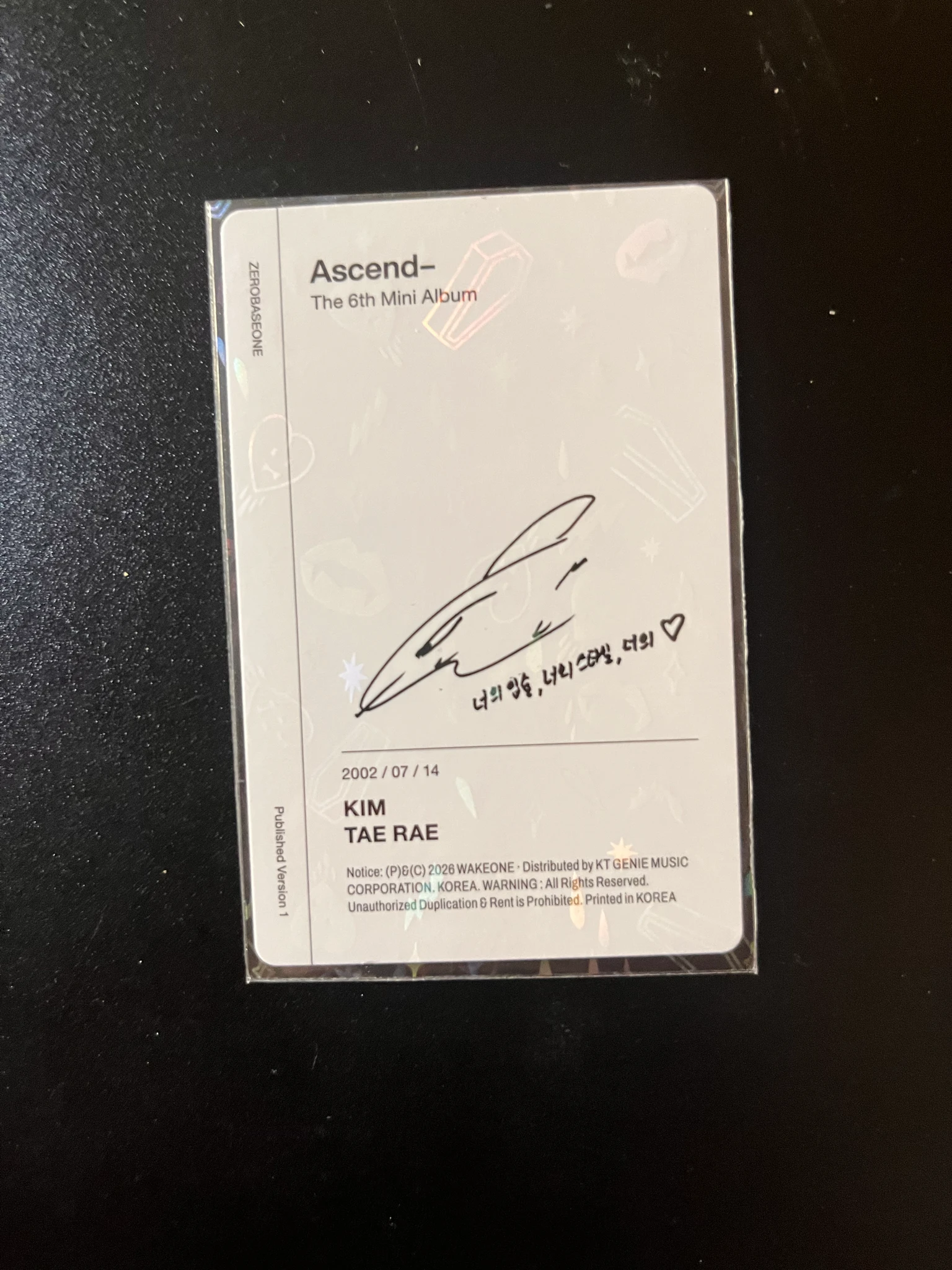 ZEROBASEONE Taerae ZEROBASEONE - Taerae - Ascend- Album album photocard version 1 listing photo 2