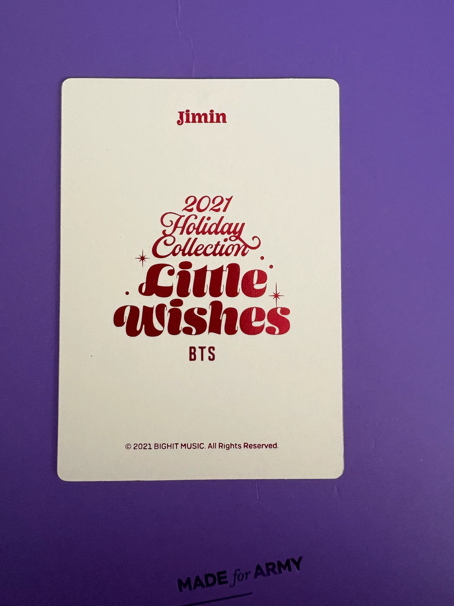 BTS Jimin BTS - Jimin - Little Wishes Other mini photocard gift 7 listing photo 2
