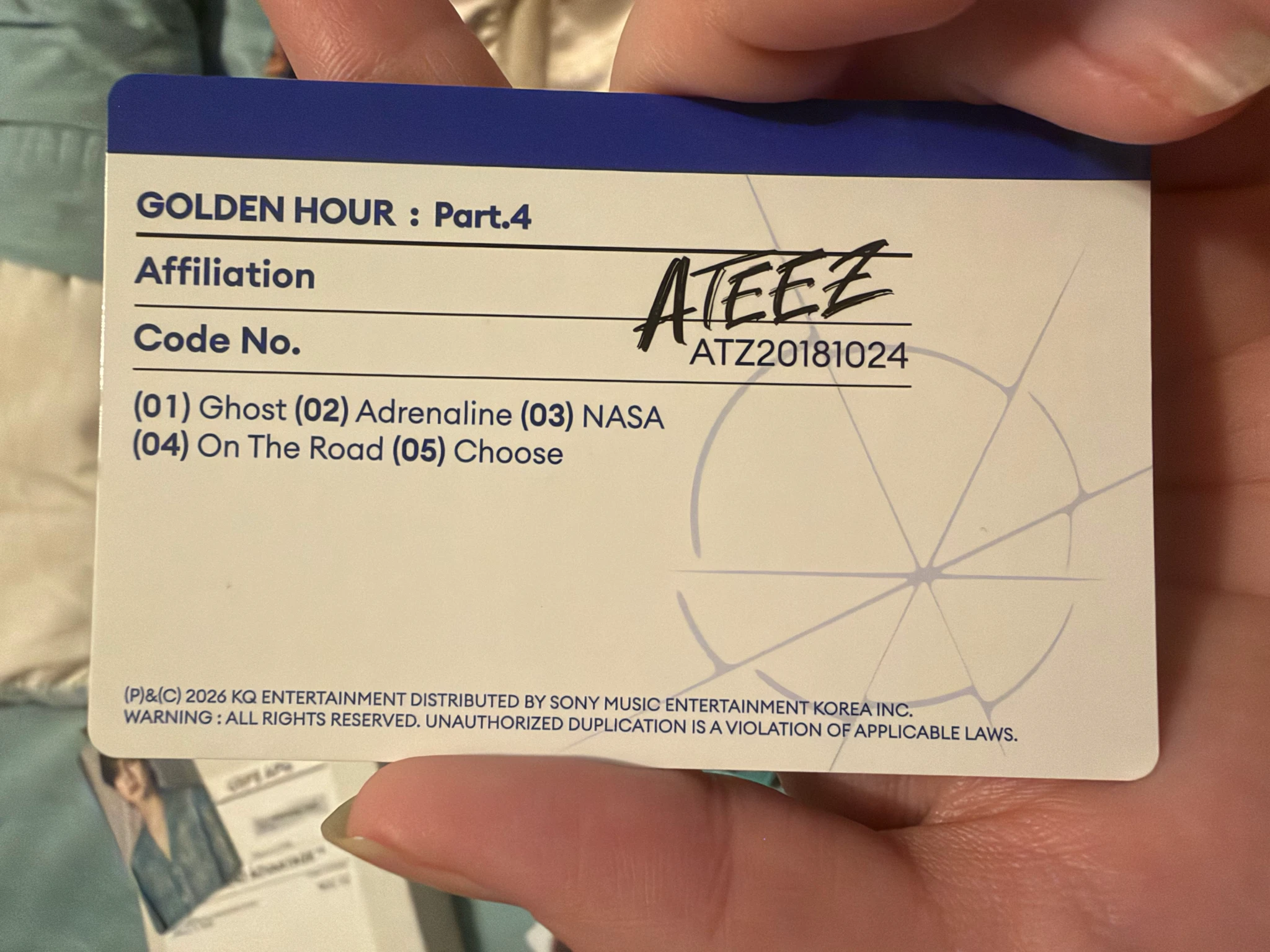 ATEEZ Yunho ATEEZ - Yunho - Golden Hour : Part.4 Album A version album photocard listing photo 2